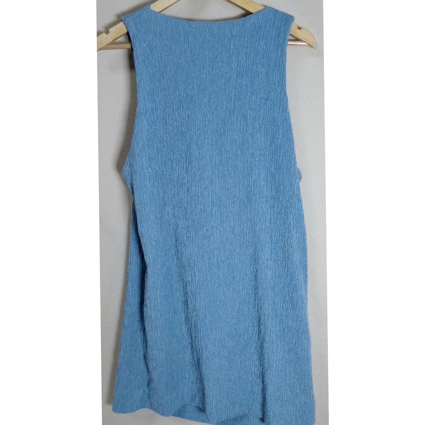 Ganni Ganni Blouse Sleeveless Top Women M Dusty Denim Solid Knit Polyester Blend Stretch Lightweight Casual Travel Middle Europe Portugal 90s? Size M / US 6-8 / IT 42-44 - 2 Thumbnail