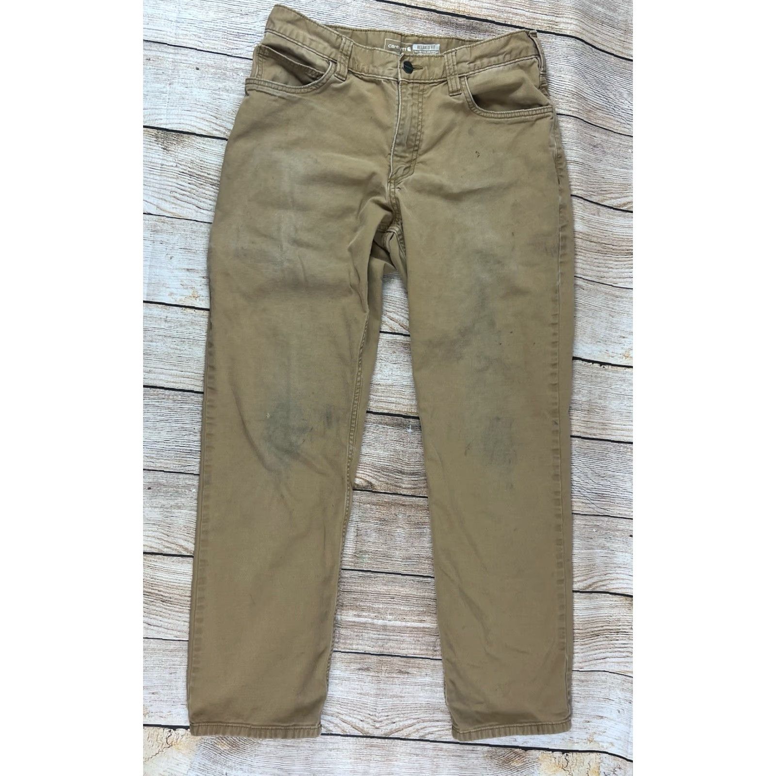 Carhartt Carhartt Mens Pants Canvas 5 Pocket Relaxed Fit Carpenter Work Pant Tan 32x30 Waist 32 Inseam 30 Brown Size US 32 / EU 48 - 2 Thumbnail