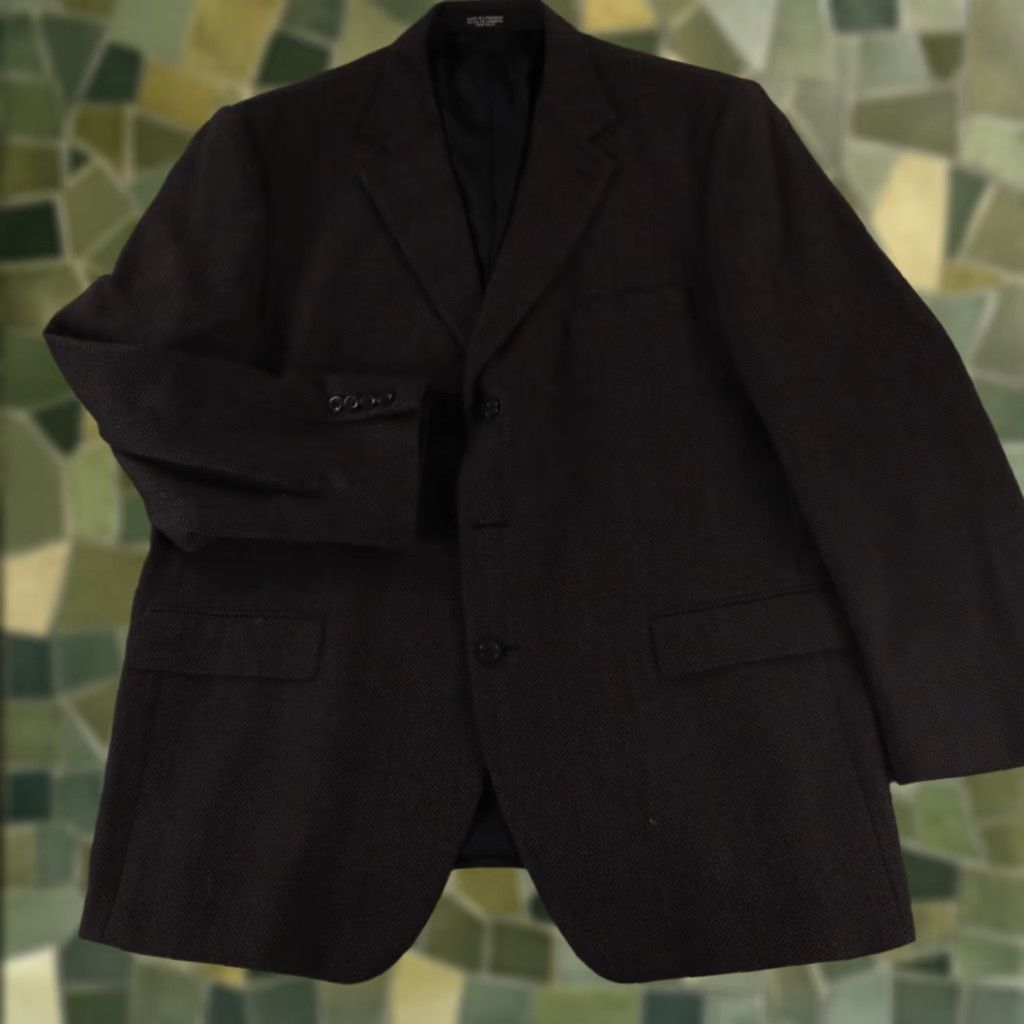 VINTAGE Stafford Blazer Mens 46R Tweed Herringbone Wool Cashmere 3-Button Notch Lapel Brown Gray Jacket Vintage 80s 90s City Preppy