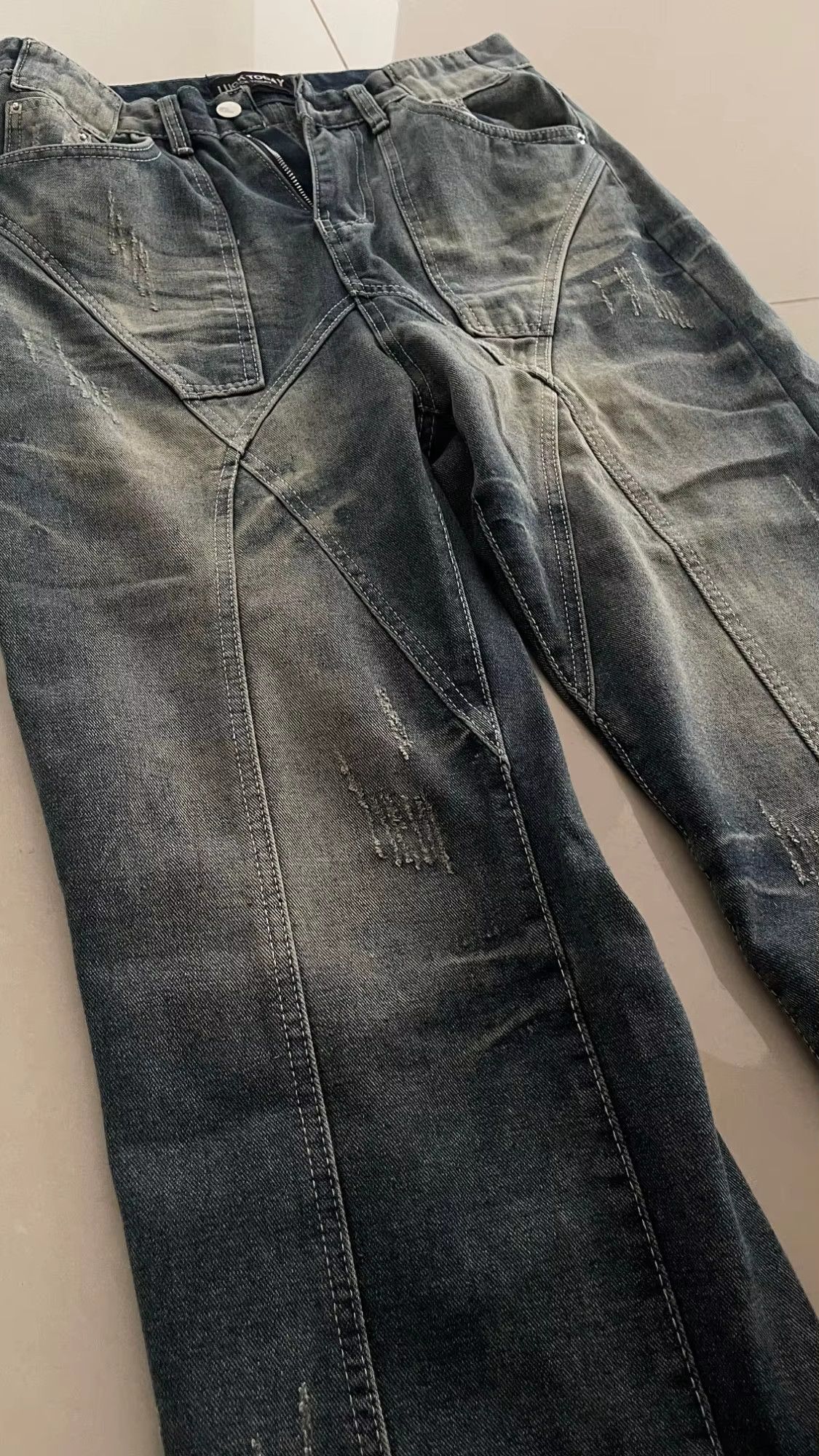 Designer × Japanese Brand Retro Distressed Baggy Jeans Size US 31 - 3 Thumbnail