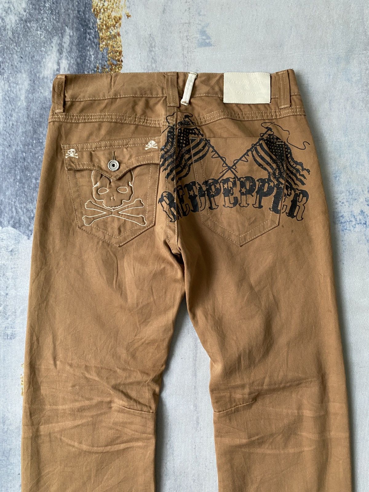 Japanese Brand × Le Grande Bleu (L.G.B.) × Tornado Mart Red Pappers Skull Design Ed Hardy Style Distressed Pant Size US 34 / EU 50 - 10 Thumbnail