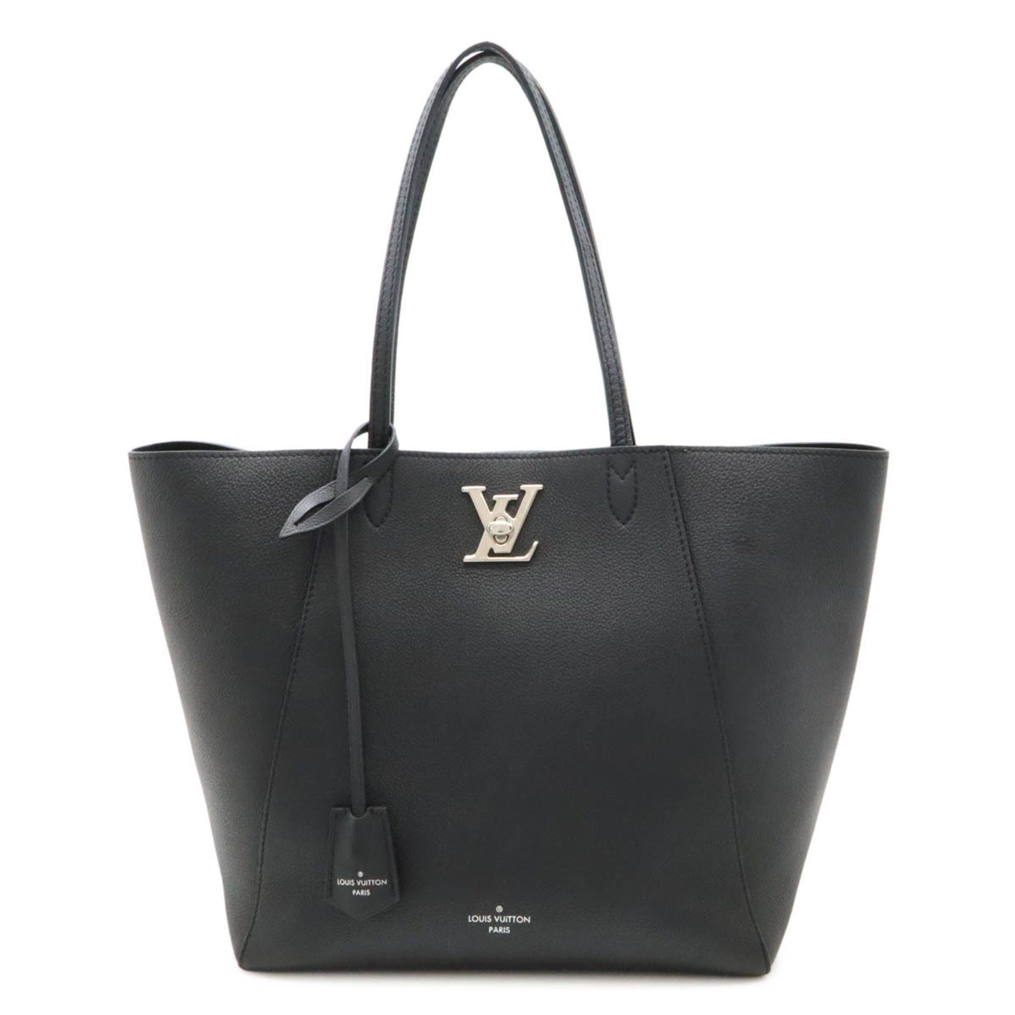 Louis Vuitton Lockme Cabas Tote Bag Shoulder Turnlock Leather Noir Black M42291, Women's
