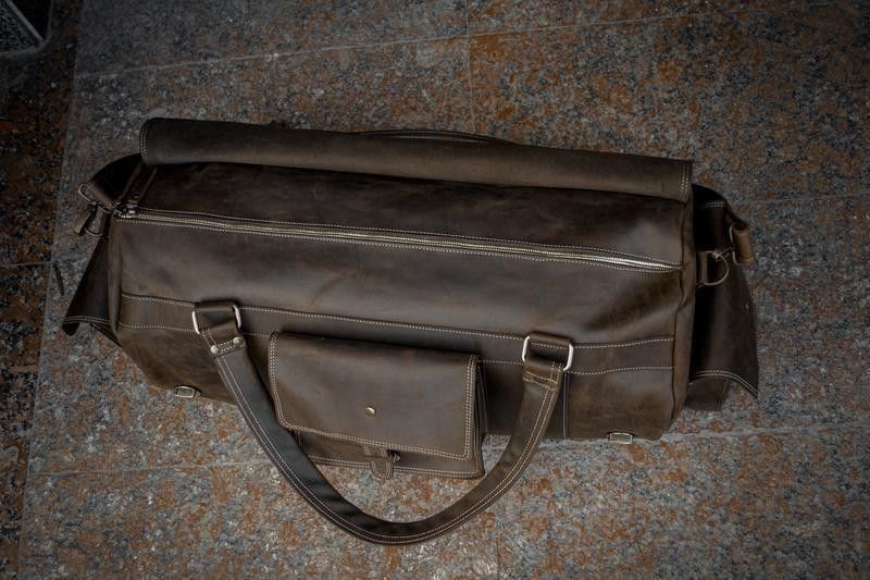 Other Genuine vintage leather travel bag. Duffel Bag. Handmade Size ONE SIZE - 4 Thumbnail
