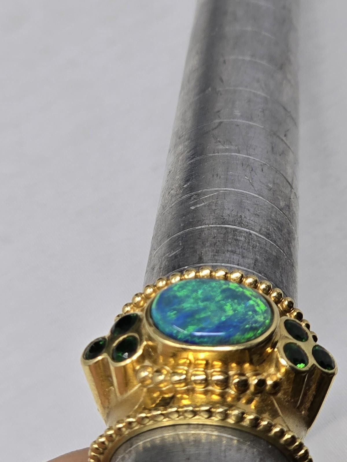 Other 22g Paula Crevoshay 18k Gold Black Opal Tsavorite Ring Size ONE SIZE - 5 Thumbnail