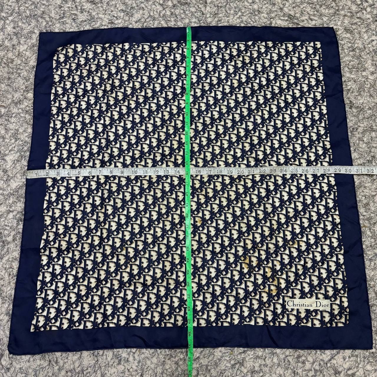 Christian Dior Monsieur Vtg Christian Dior Trotter Monogram Silk Scarf Navy Blue Size ONE SIZE - 9 Thumbnail