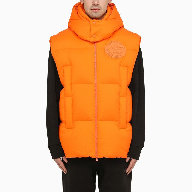 image of Moncler X Roc Nation By Jay-Z Apus Orange Waistcoat In Matt Nylon, Men's (Size XL)