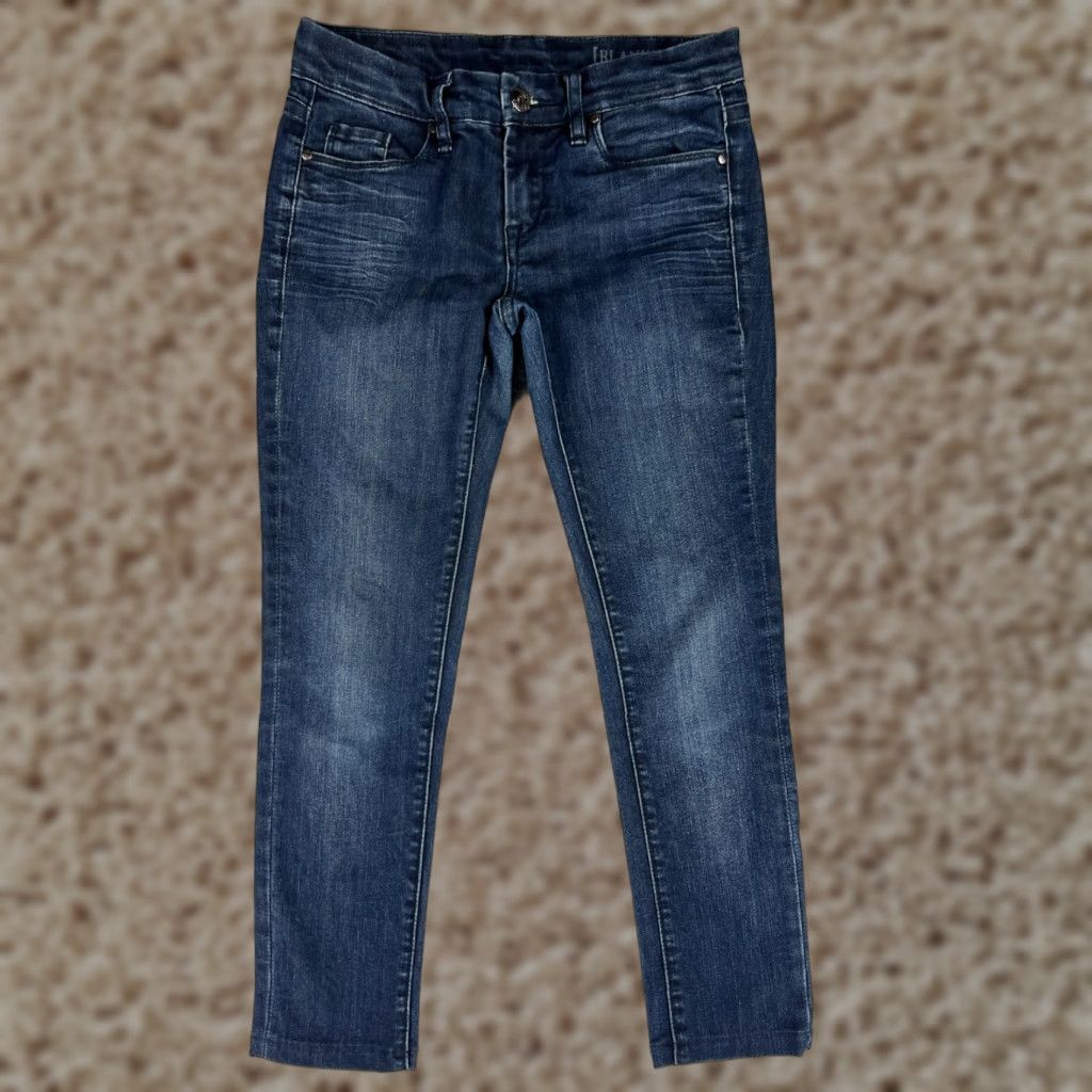 Vintage BLANKNYC Jeans Women 5-Pocket Denim Blue Dark Wash Distressed Tapered Cotton Blend Rise Low 25 Womens Jeans Size 42" / US 20 - 1 Thumbnail