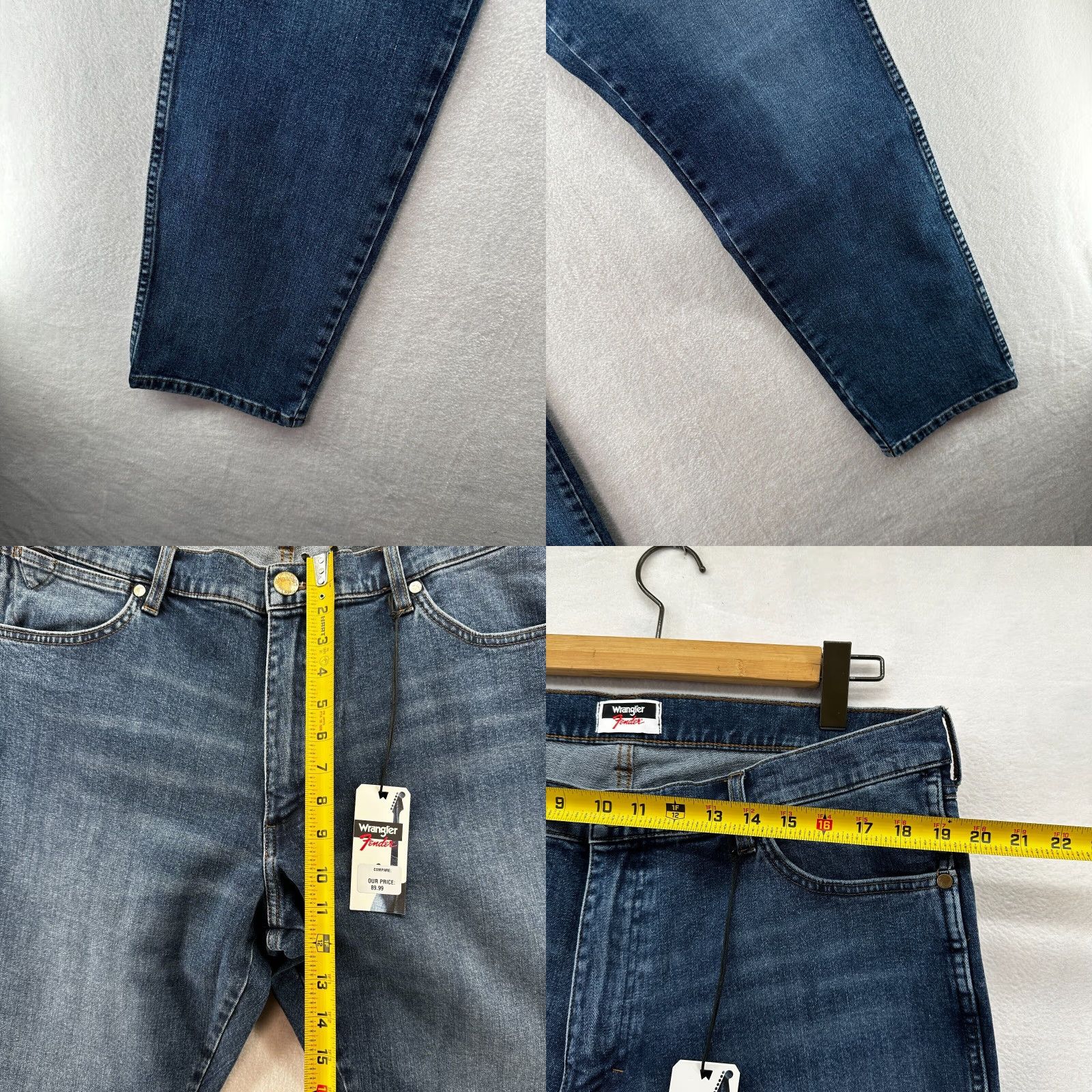 Wrangler VINTAGE Wrangler Jeans Mens 38x32 Blue Denim 5-Pocket Tapered Regular Rock Punk Logo Embroidered Size US 38 / EU 54 - 8 Thumbnail