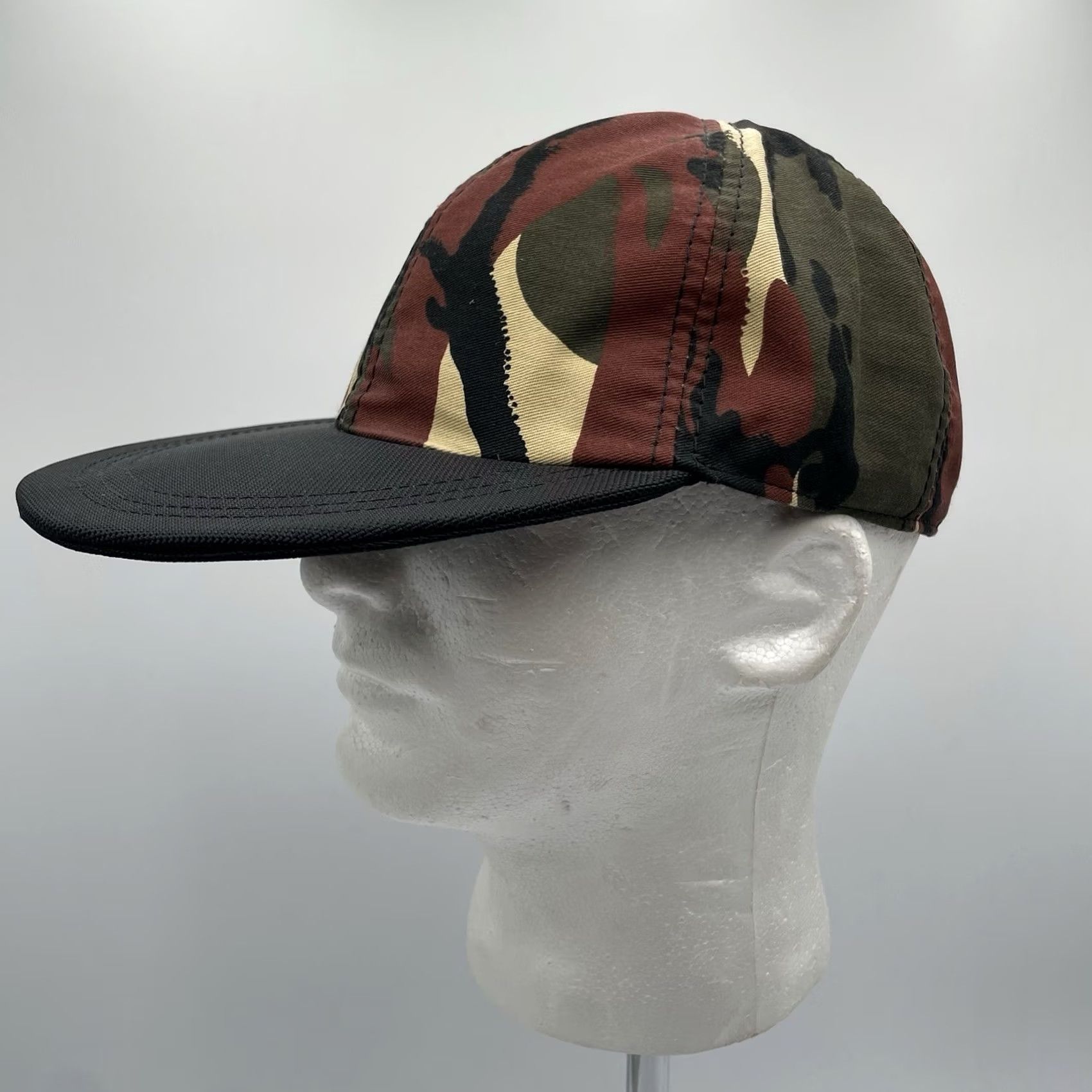 Vintage Creative King Camouflage Nylon 6 Panel Long Bill Strapback Hat USA Made Size ONE SIZE - 3 Thumbnail