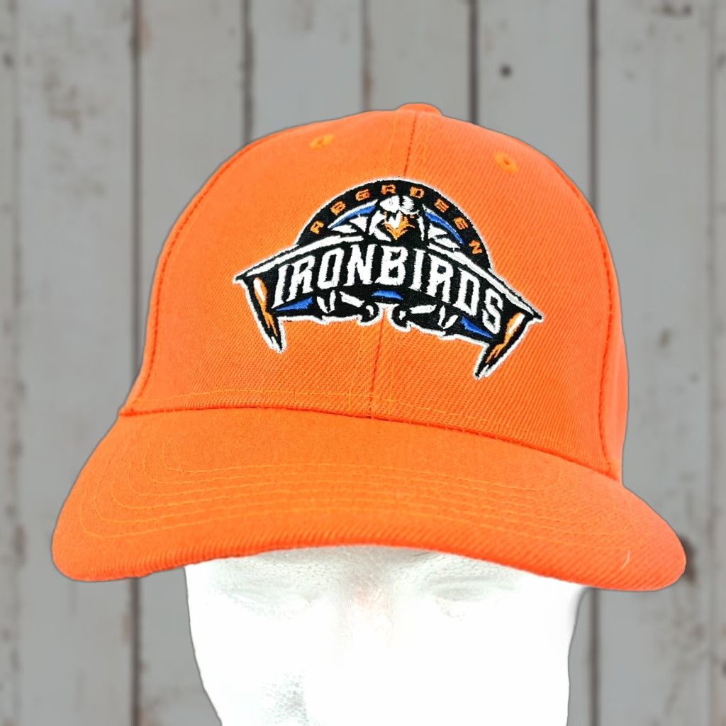 Vintage BASEBALL Cap Aberdeen Ironbirds Orange Melonwear Adjustable OSFM Unisex Adults Baseball Theme Predator 90s? Size ONE SIZE - 1 Thumbnail