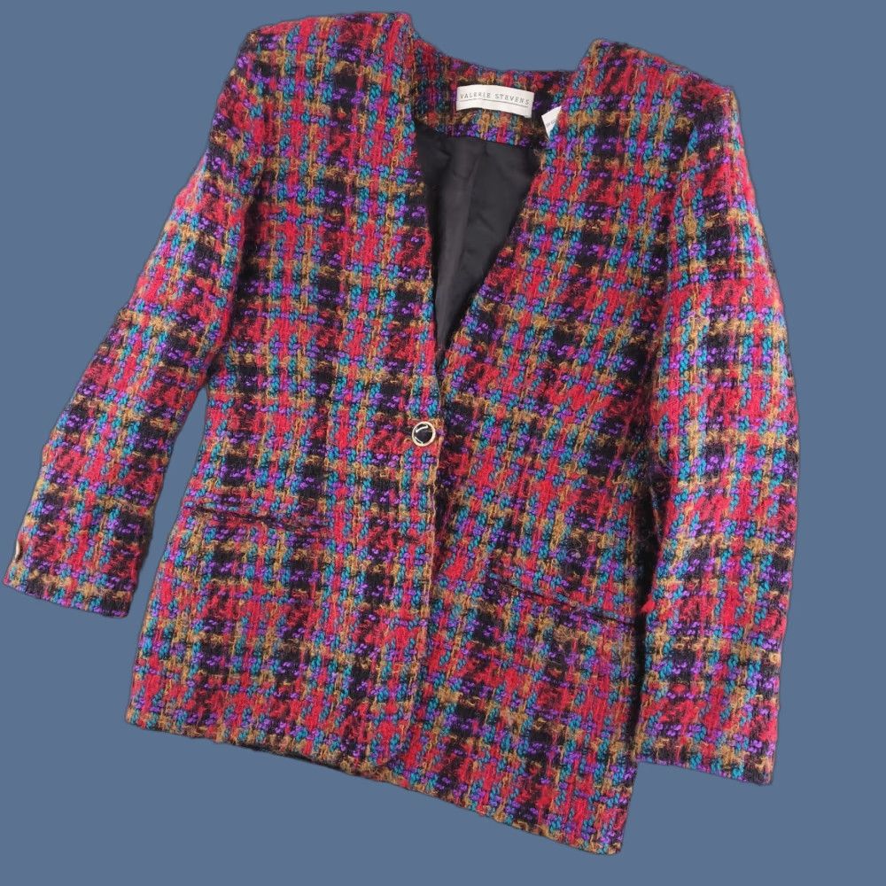 Vintage VINTAGE Valerie Stevens Blazer Womens 6 Wool Mohair Blend Red Check 90s Jacket Mens? Womens? Size M / US 6-8 / IT 42-44 - 1 Thumbnail