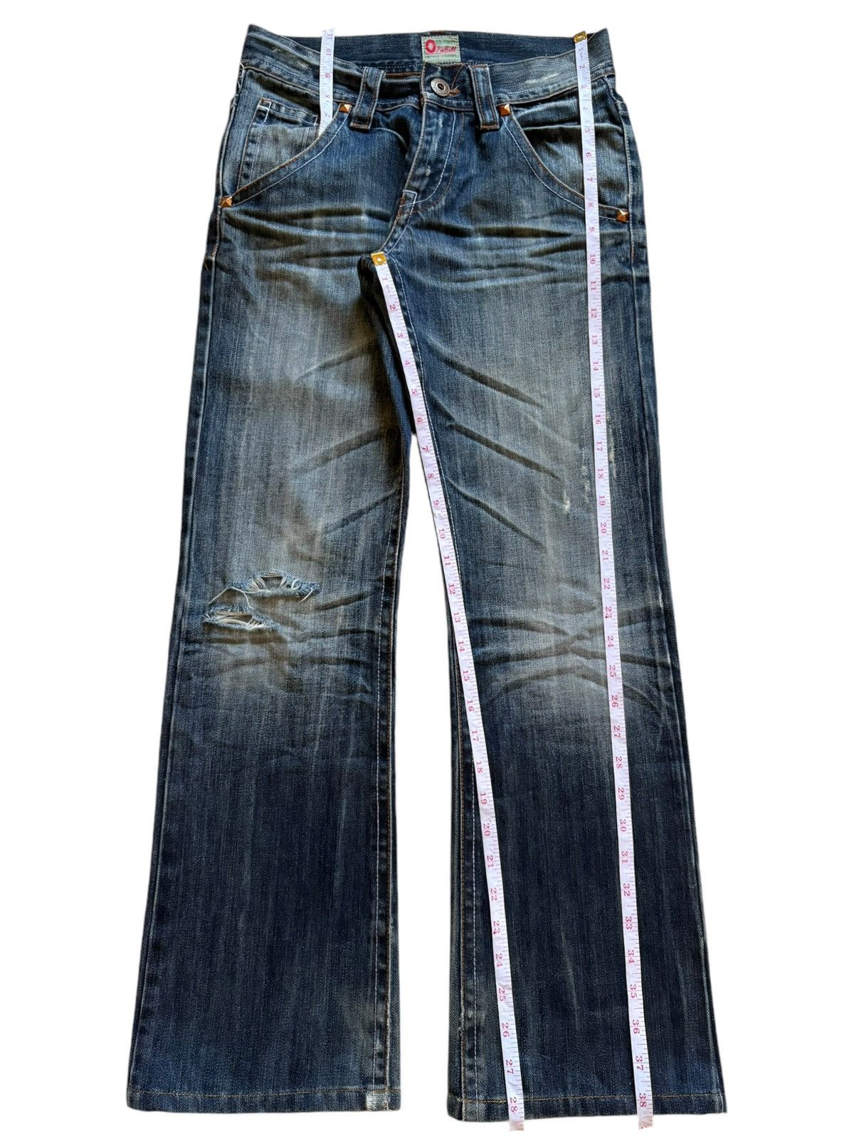 Japanese Brand Vintage Japanese Brand Blue Wash Distressed Bootcut Jeans Size 29" - 14 Thumbnail