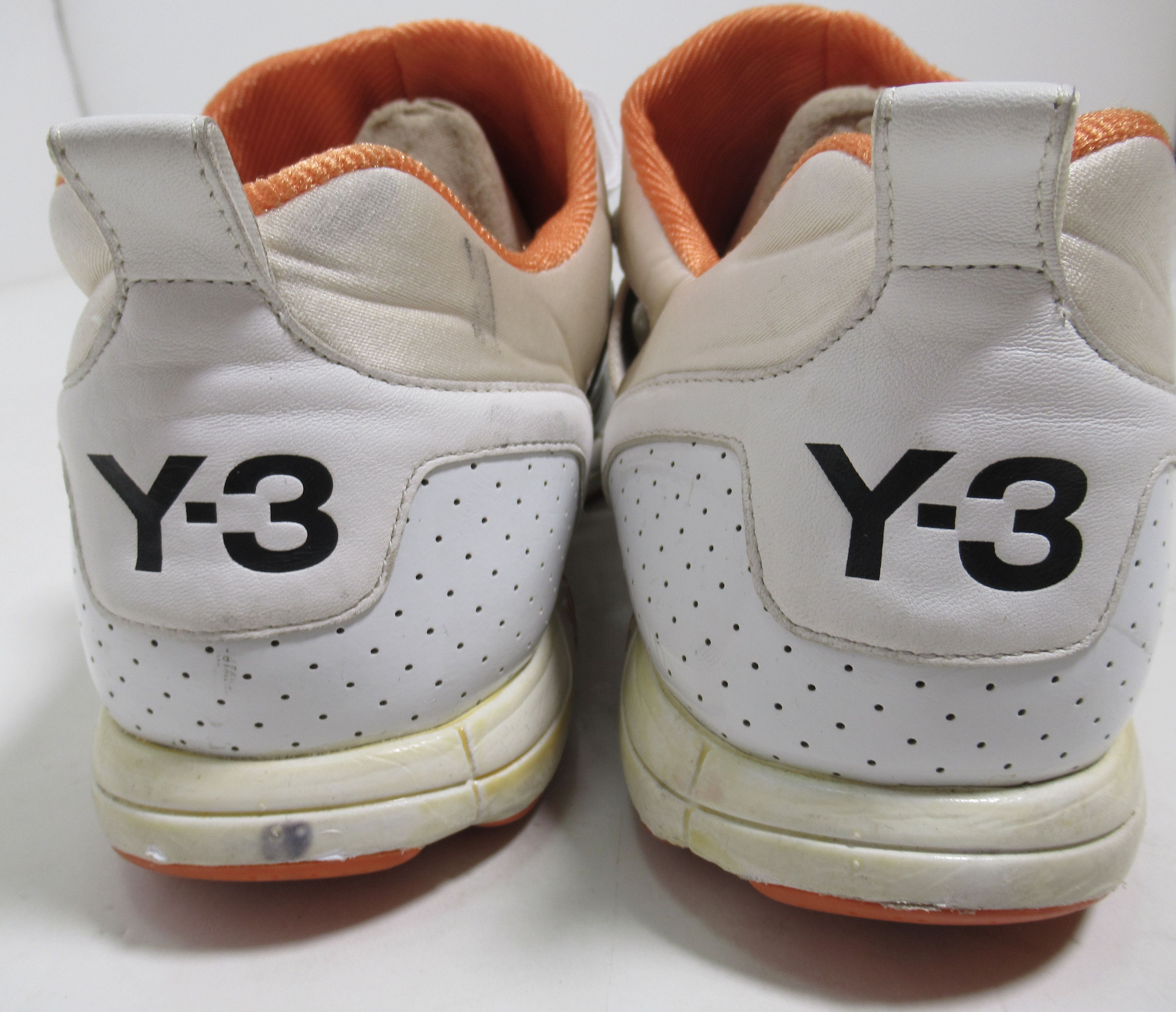 Y-3 Y-3 Breathable Leather Mesh Sneaker White Orange G17526 Size US 11.5 / EU 44-45 - 3 Thumbnail