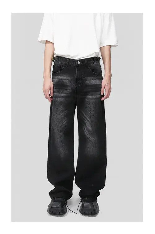 Japanese Brand × Jean Pants Black washed loose straight jeans Size US 32 / EU 48 - 1 Thumbnail