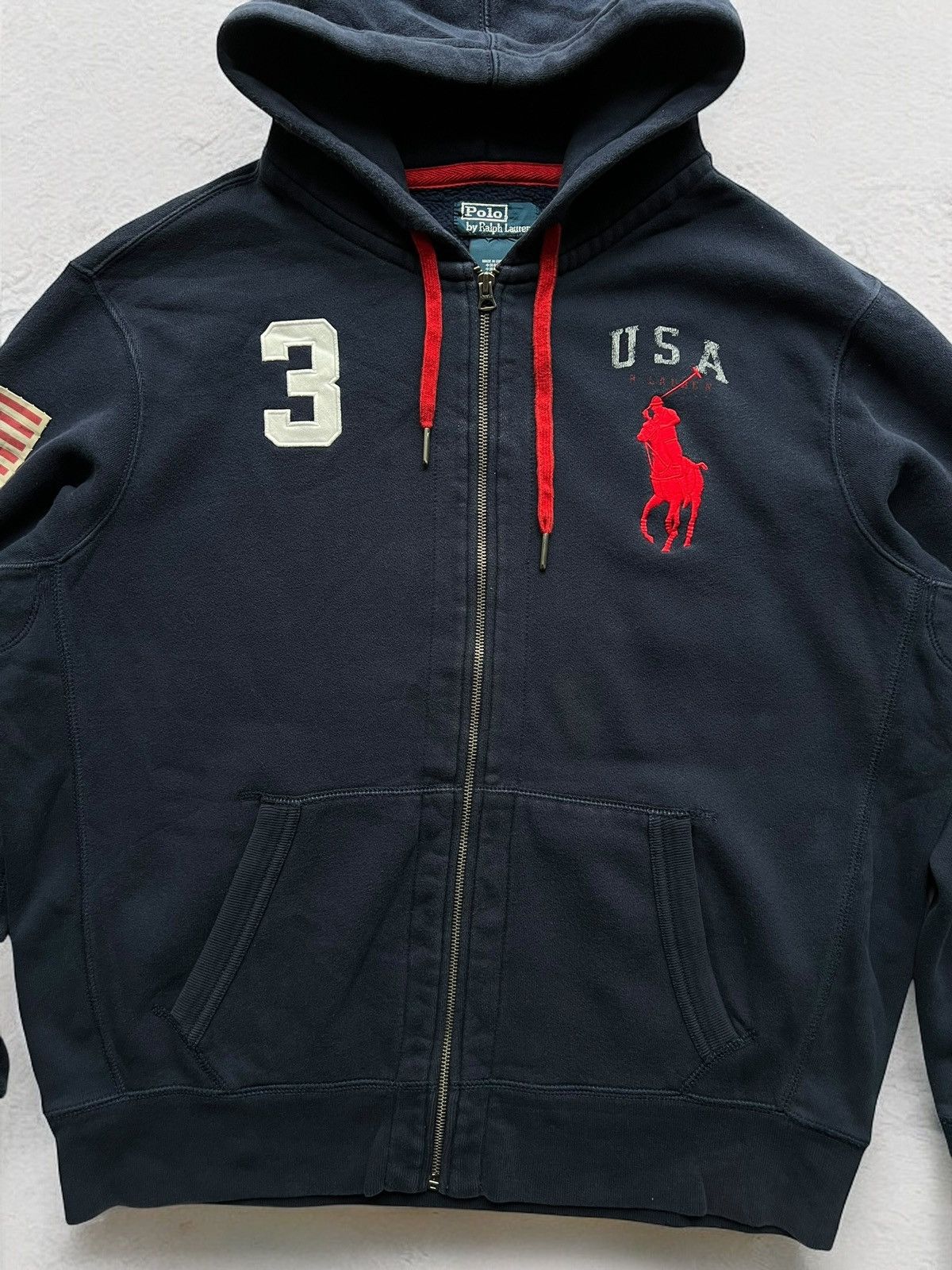 Polo Ralph Lauren RARE!💥RALPH LAUREN USA FLAG HEAVY COTTON VINTAGE HOODIE ZIP Size US XL / EU 56 / 4 - 4 Thumbnail