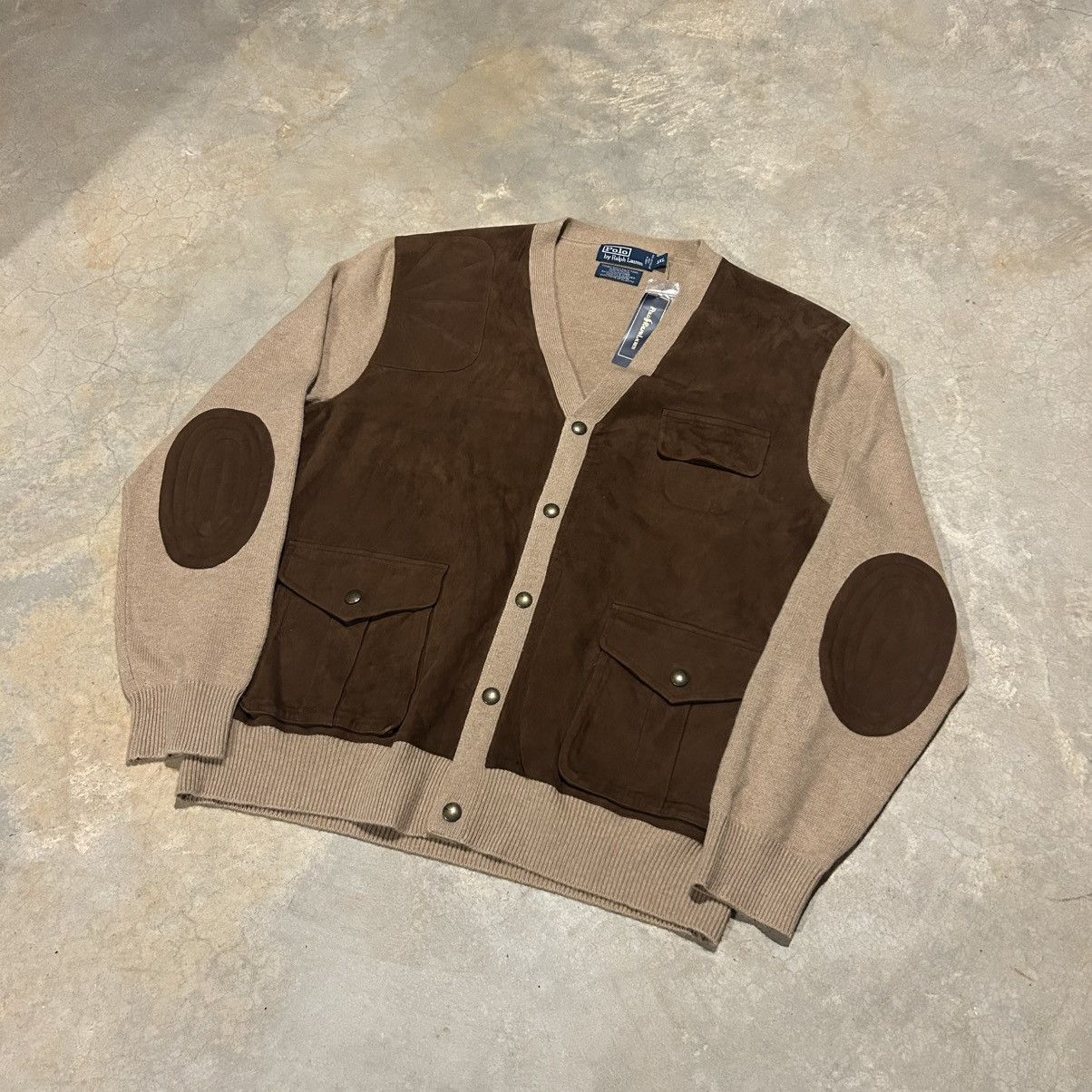 Polo Ralph Lauren × Vintage NWT Vintage Polo Ralph Lauren Cashmere Suede Front Cardigan Size US XXL / EU 58 / 5 - 2 Thumbnail