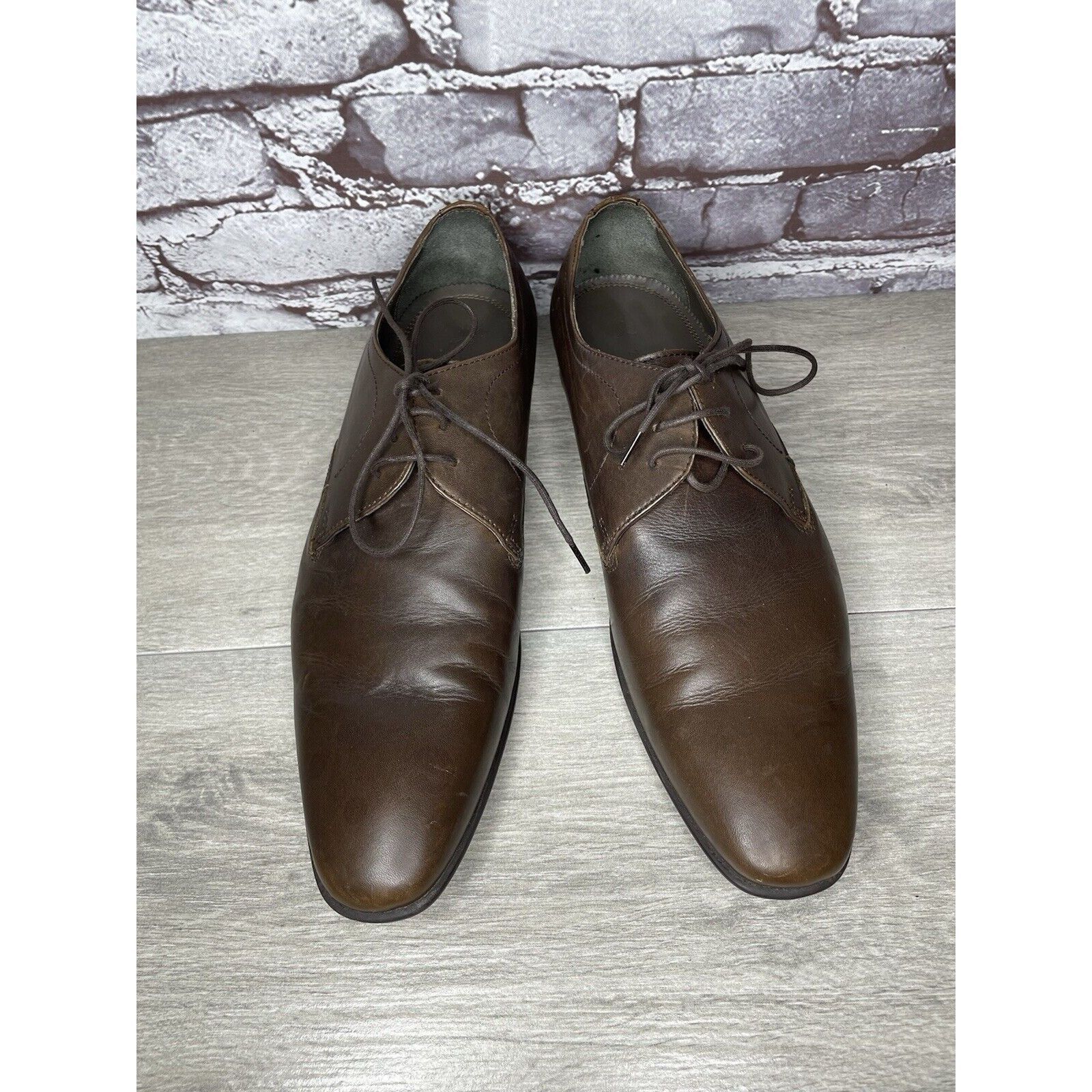 Zara Zara Man Brown Leather Derby Dress Oxfords Lace Up Shoes Men Size US 10 / EU 43 - 19 Thumbnail