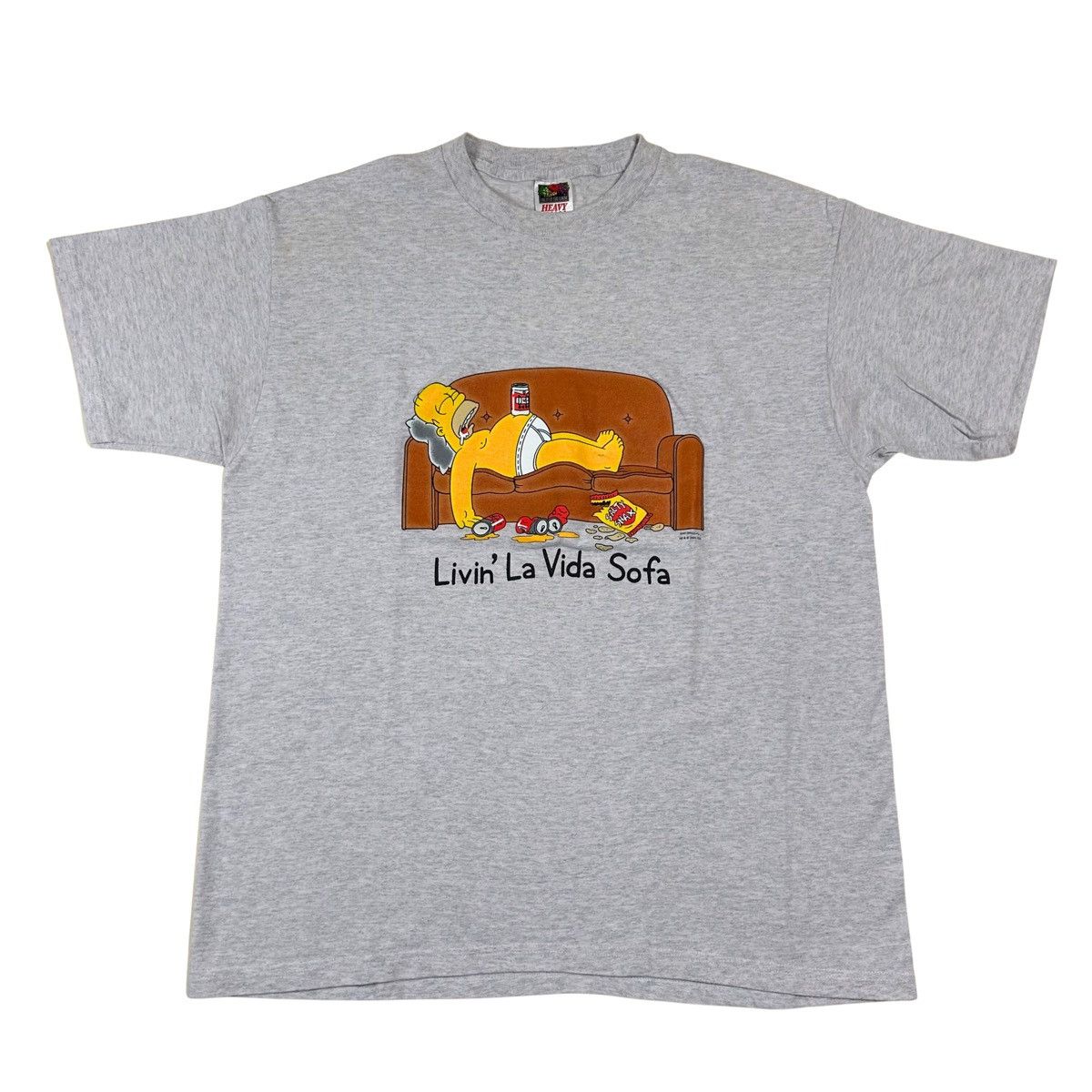 Fruit Of The Loom 2000 Homer Simpson “Livin La Vida Sofa” Y2K Graphic T Shirt Size US XL / EU 56 / 4 - 1 Thumbnail
