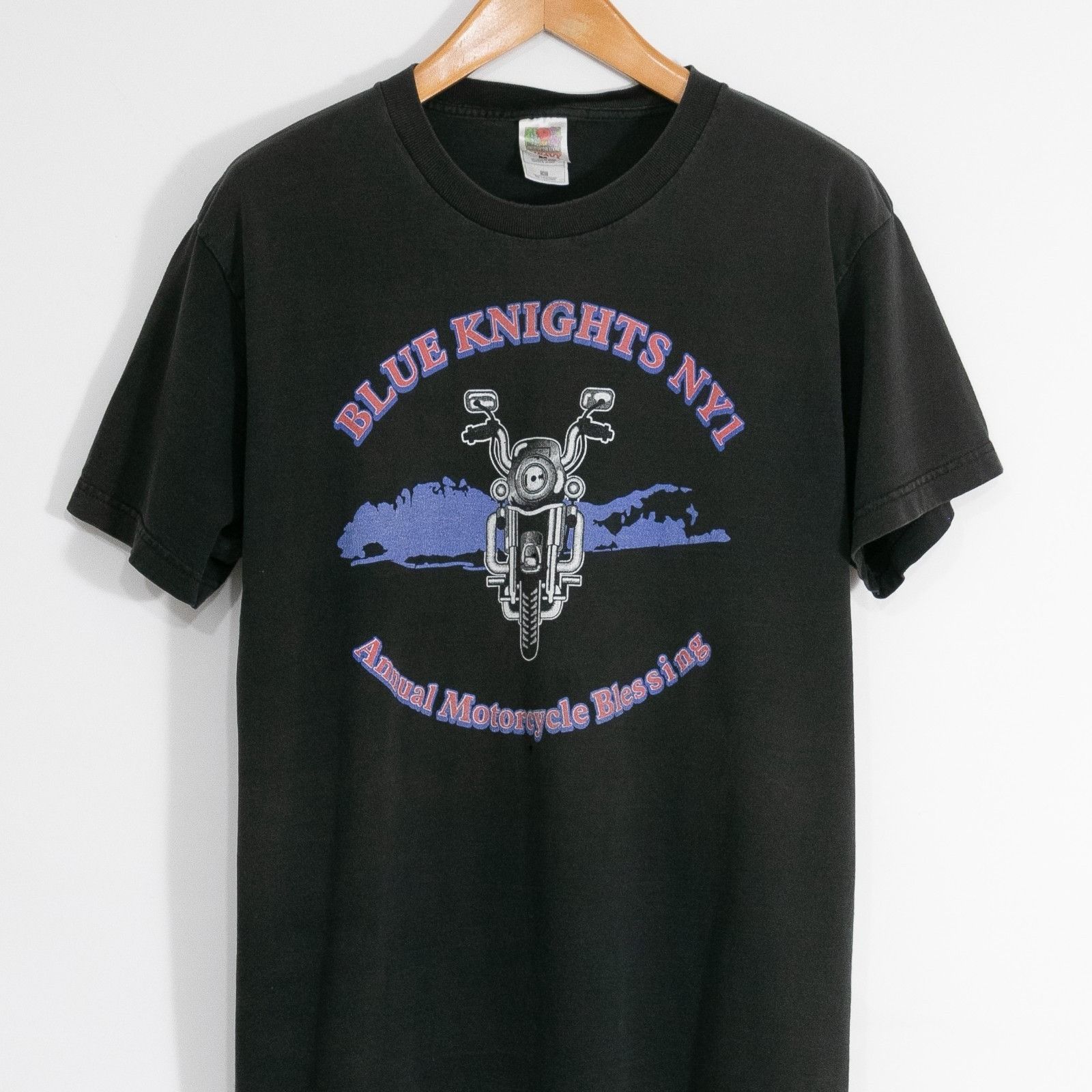 Vintage Vintage 90s Blue Knights NY1 T Shirt Mens Large - Distressed Size US L / EU 52-54 / 3 - 2 Thumbnail