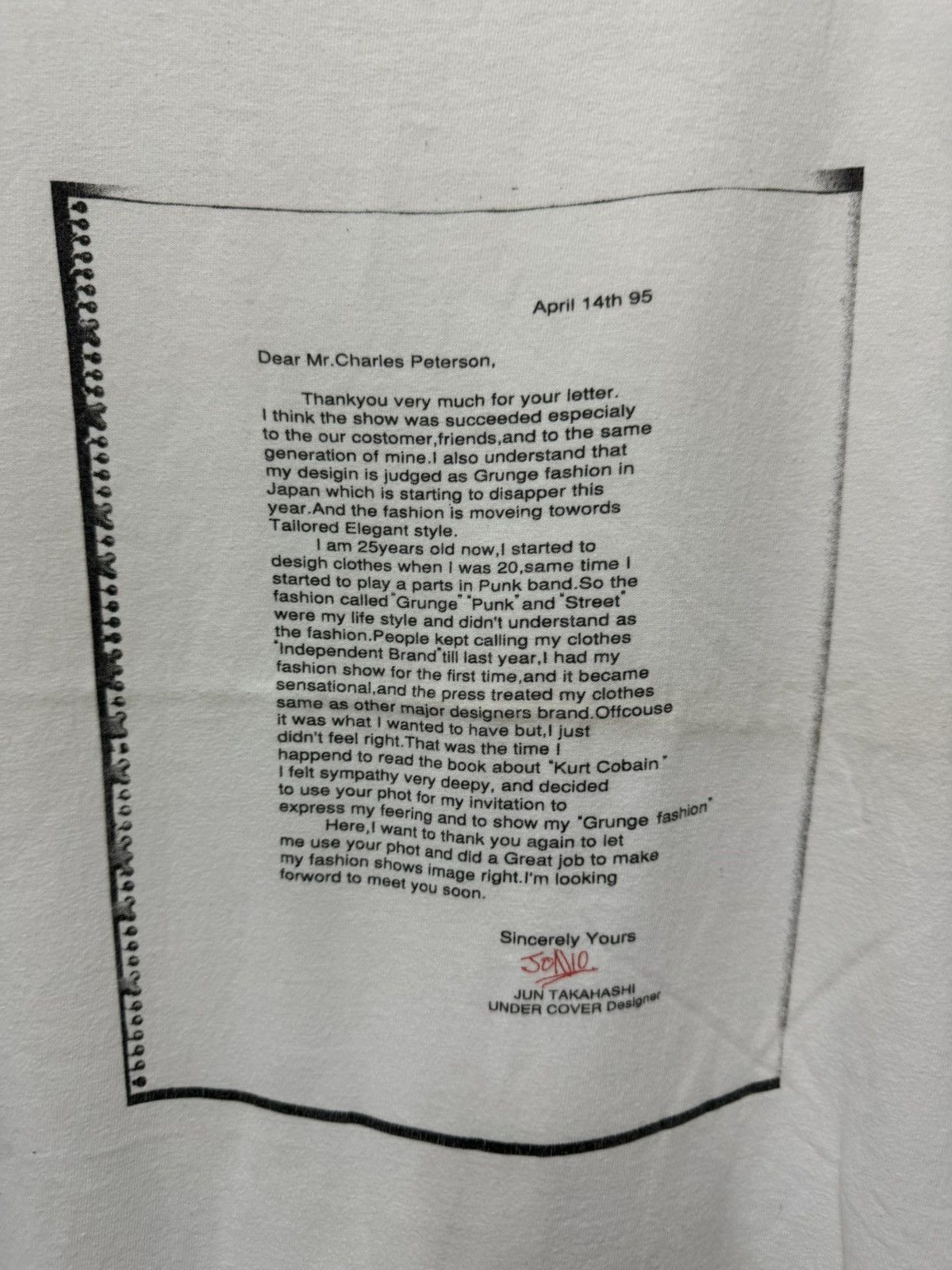 Undercover UNDERCOVER JUN TAKAHASHI CHARLES PETERSON WHITE T-SHIRT Size US L / EU 52-54 / 3 - 2 Thumbnail