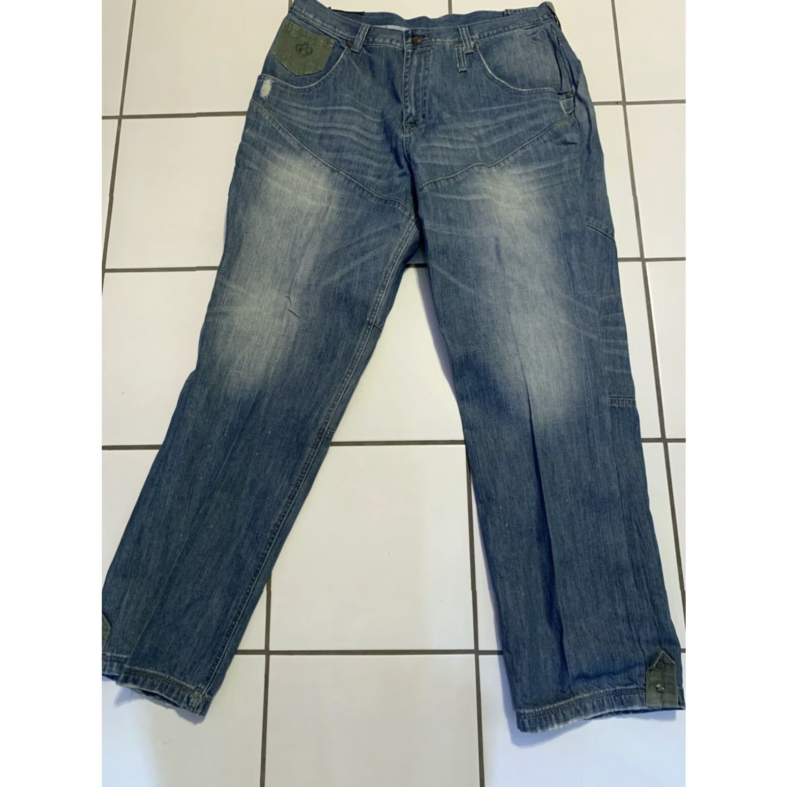 Vintage Eight 732 Men's Size 44x34 Blue Denim Jeans Casual Hip Hop Embroidered Pockets Size US 34 / EU 50 - 2 Thumbnail