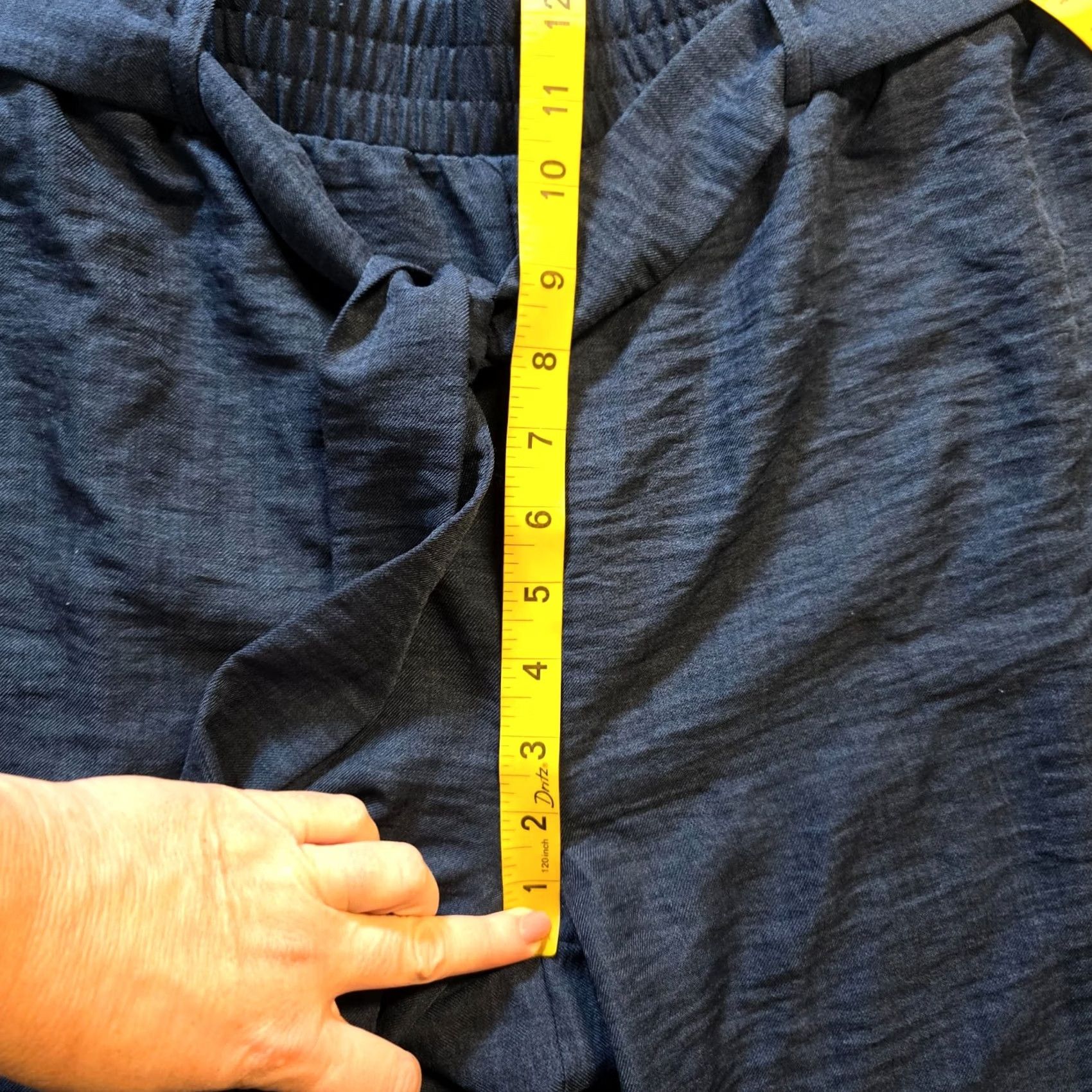 Vintage Wren Pants Womens XL Blue Textured Belted Wide Leg Lightweight Pull On Capsule Pants Size 25" / US 0 / IT 36 - 5 Thumbnail