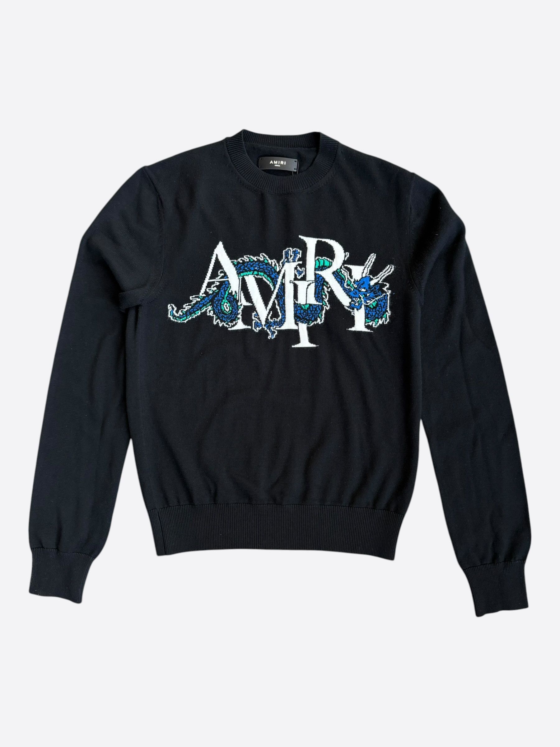 Amiri Amiri Black & White Dragon Logo Wool Sweater Size US XL / EU 56 / 4 - 1 Thumbnail