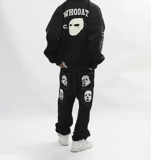 Jean Black face print washed straight jeans Size US 32 / EU 48 - 2 Thumbnail