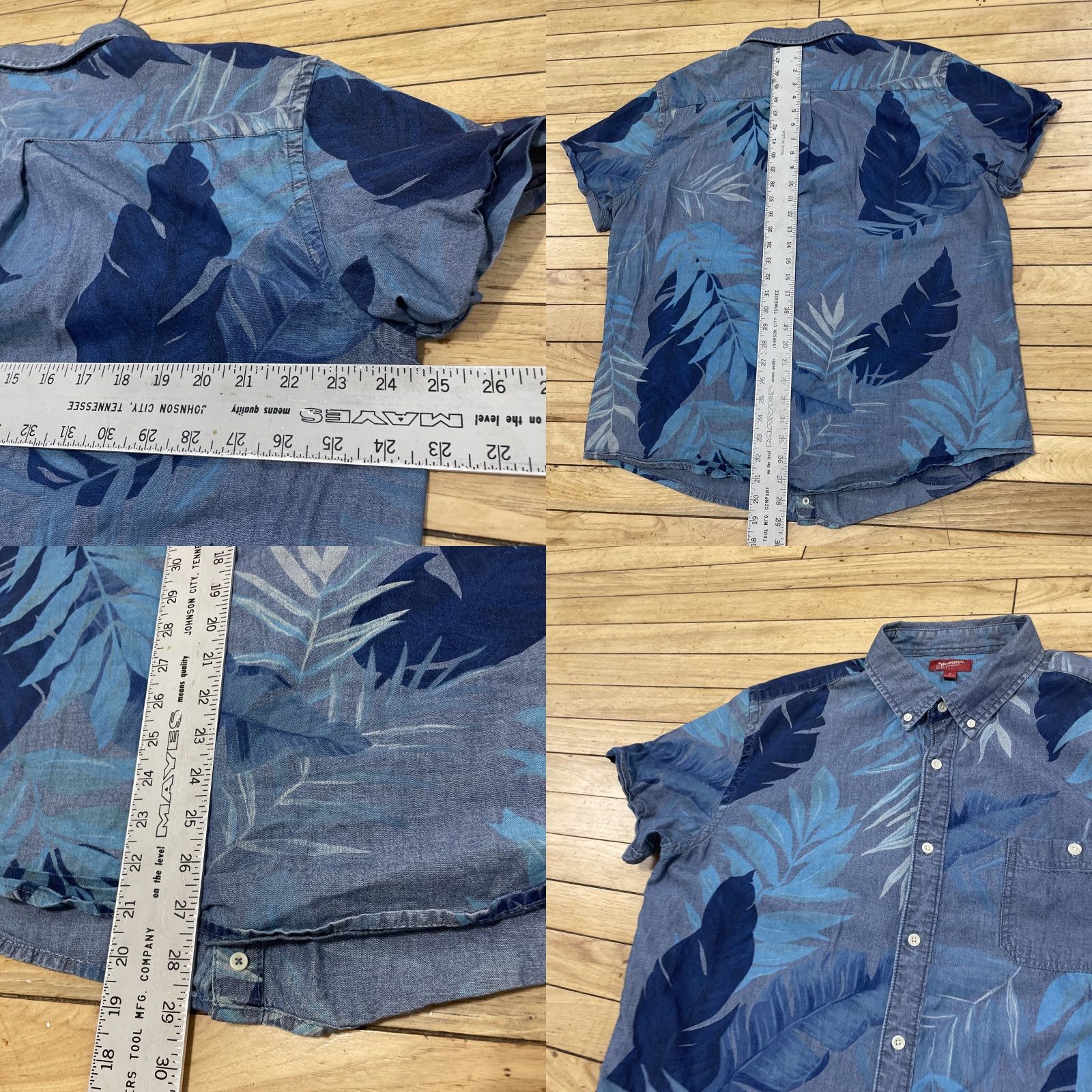 Vintage VINTAGE Arizona Jeans Mens Hawaiian Chambray Shirt XL Floral Blue Twill Oxford Casual XL Size US XL / EU 56 / 4 - 8 Thumbnail