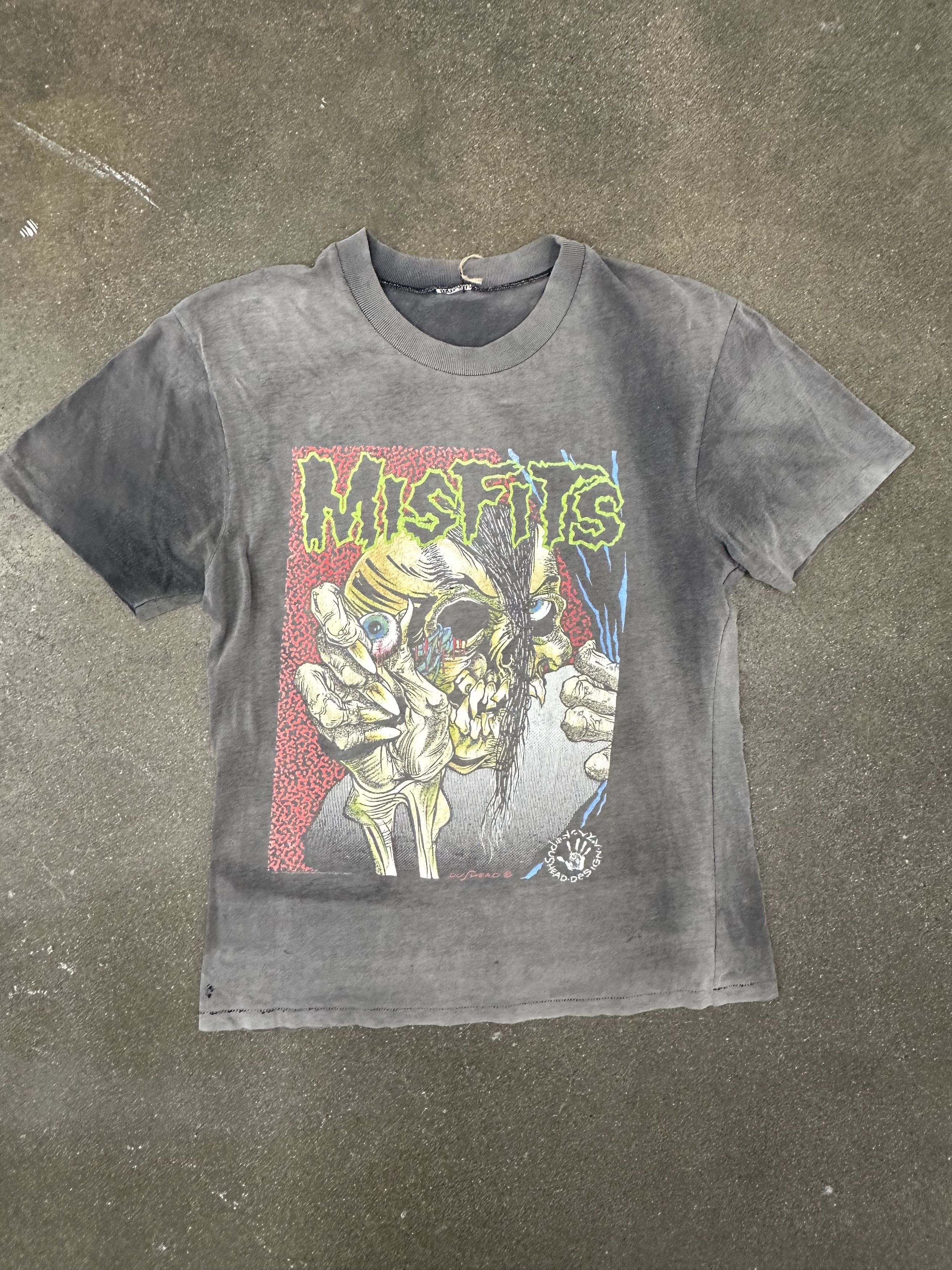 image of Vintage Misfits 1990 Pushead Rock T-Shirt S in Black, Men's (Size Small)