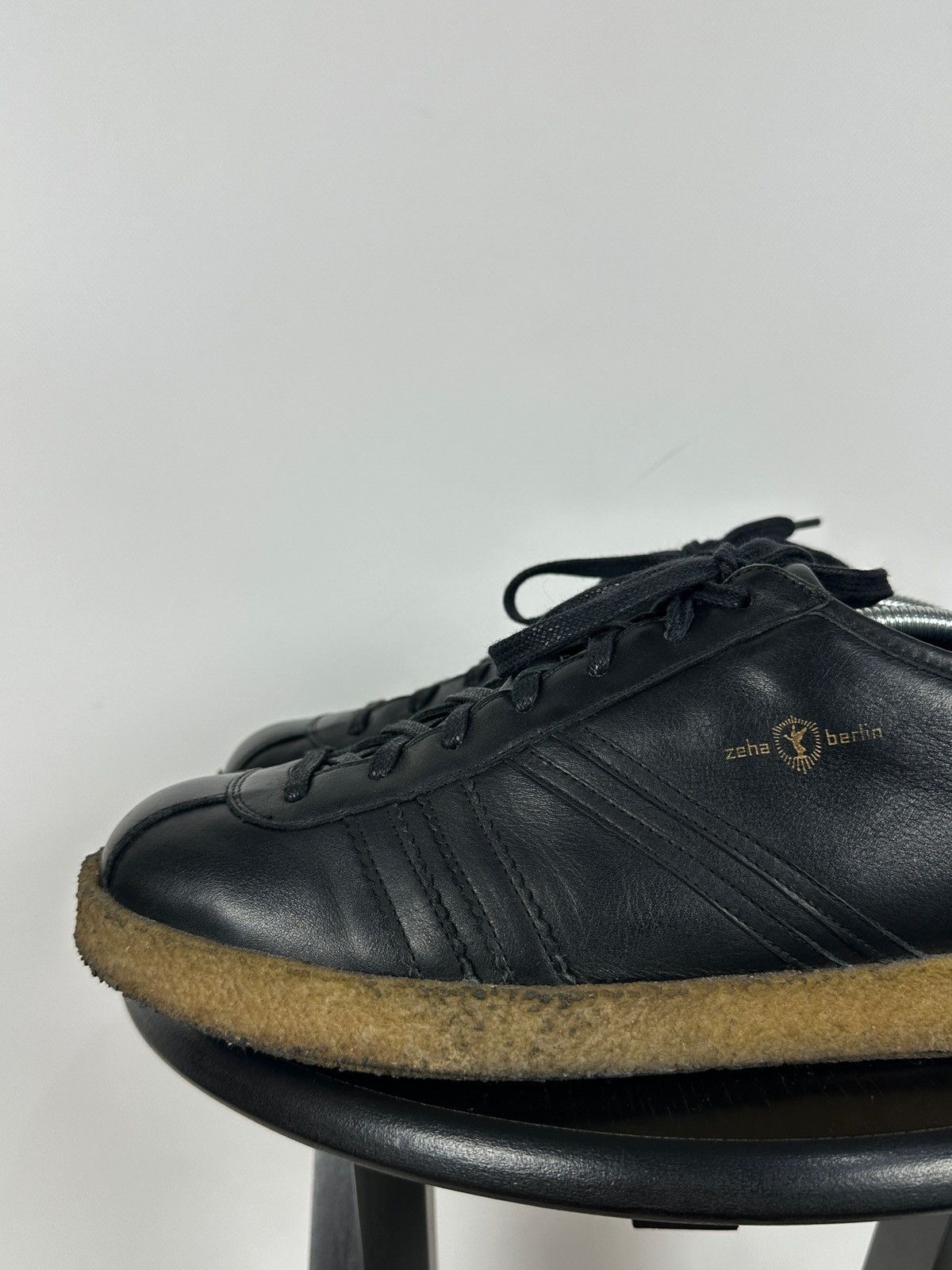 Designer Zeha Berlin Low Top Black Leather Sneakers Size US 13 / EU 46 - 14 Thumbnail