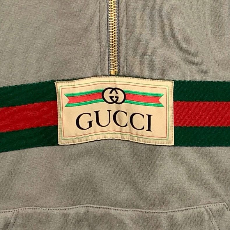 Gucci Gucci Brown-green webbing logo embroidery cotton hooded dra Size US XS / EU 42 / 0 - 4 Thumbnail