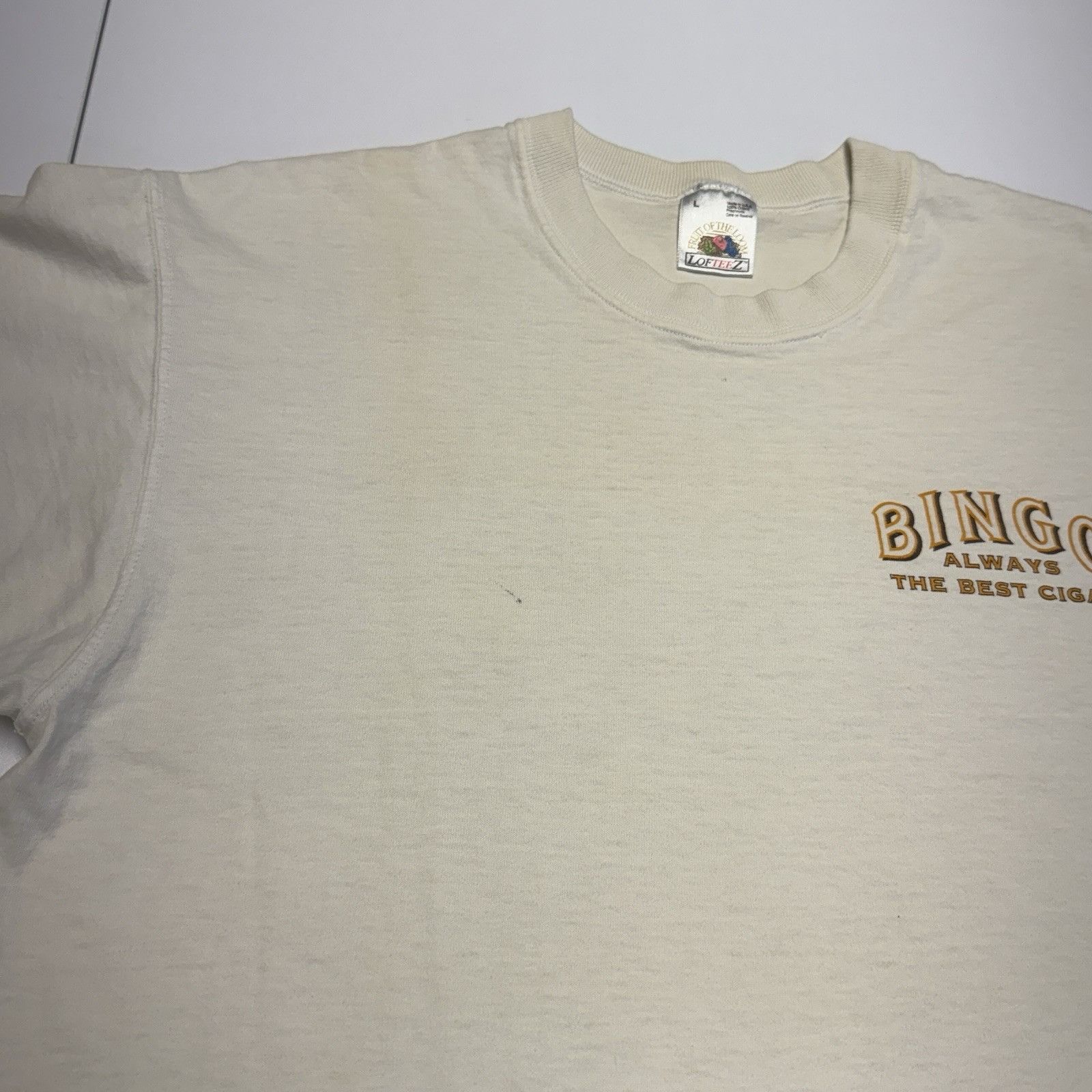 Vintage Vintage 90s Bingo Cigar T Shirt Mens Large White Single Stit Size US L / EU 52-54 / 3 - 8 Thumbnail