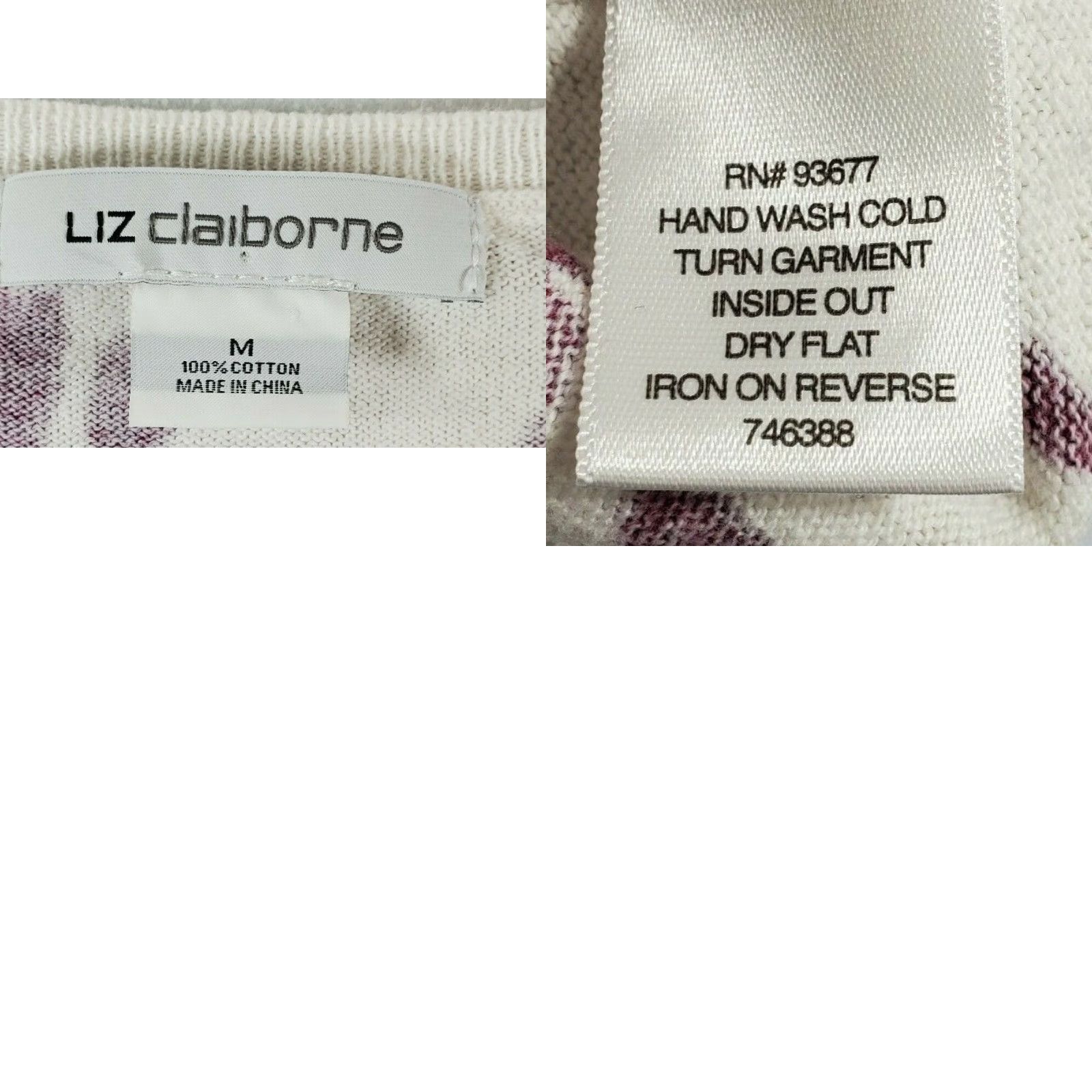 Liz Claiborne LIZ CLAIBORNE Shirt Womens Medium Long Sleeve 100% Cotton Boat Neck Size M / US 6-8 / IT 42-44 - 8 Thumbnail