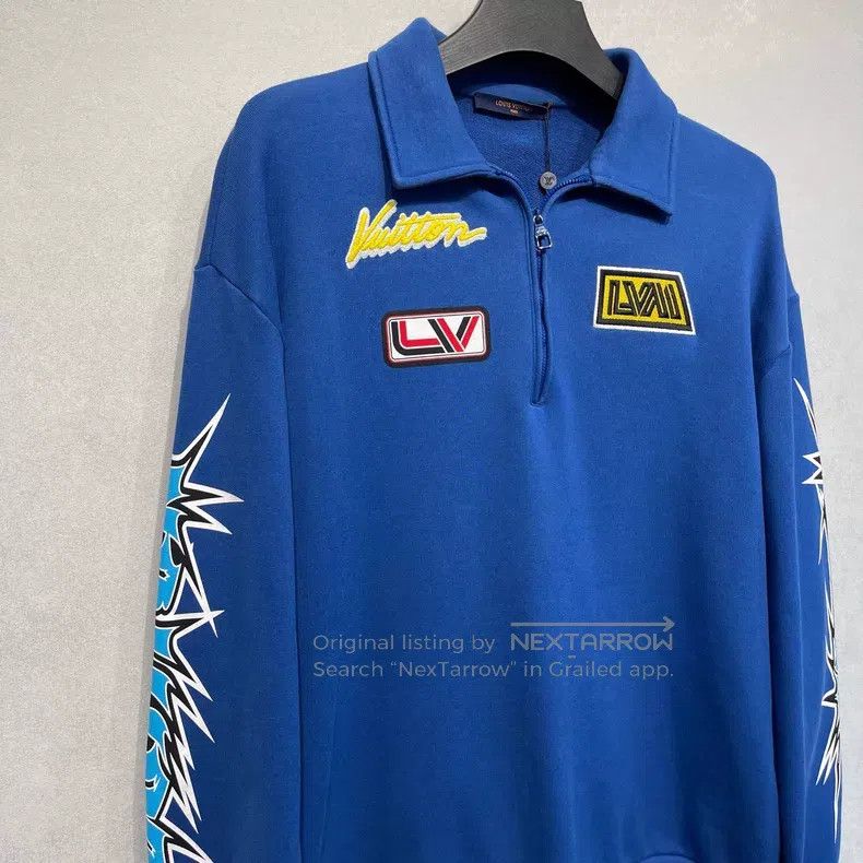 Louis Vuitton Louis Vuitton Klein blue logo OEM stand collar sweatshirt Size US XL / EU 56 / 4 - 3 Thumbnail