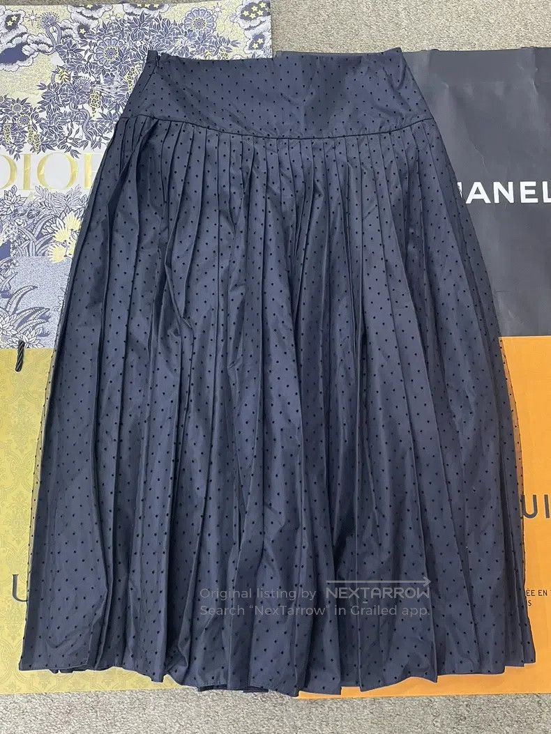 Dior Dior Blue plush polkidot mesh skirt Size 26" / US 2 / IT 38 - 2 Thumbnail