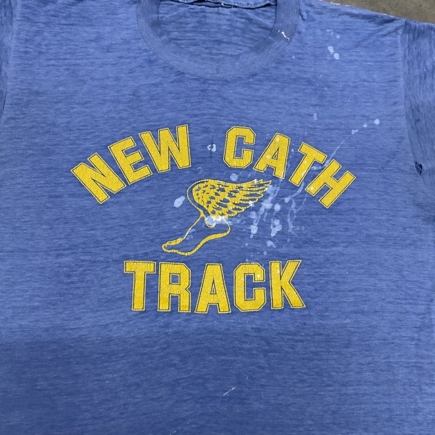 Vintage Vintage 70s Single Stitch New Cath Track Tee Blue Size US M / EU 48-50 / 2 - 2 Thumbnail
