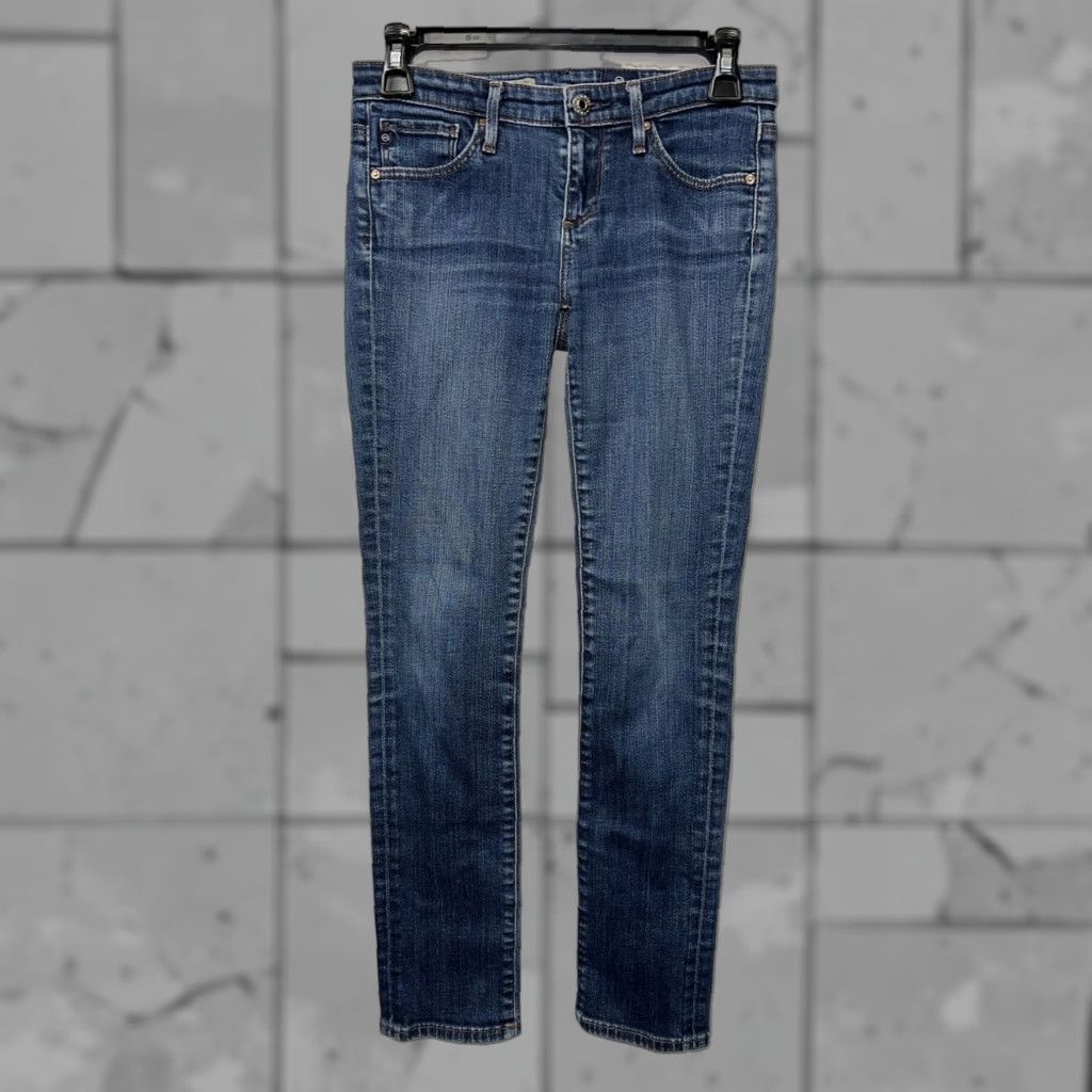 Vintage AG Adriano Goldschmied The Stevie Blue Straight Jeans Women's Petite Size 25P Size 42" / US 20 - 1 Thumbnail