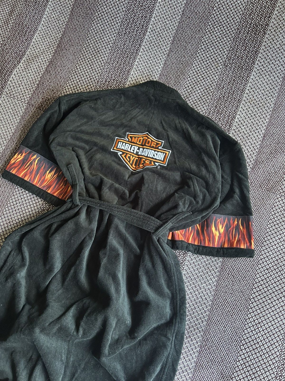 Vintage Harley Davidson Flame Print Robe Rare Loungewear One Size Size 36 - 2 Thumbnail