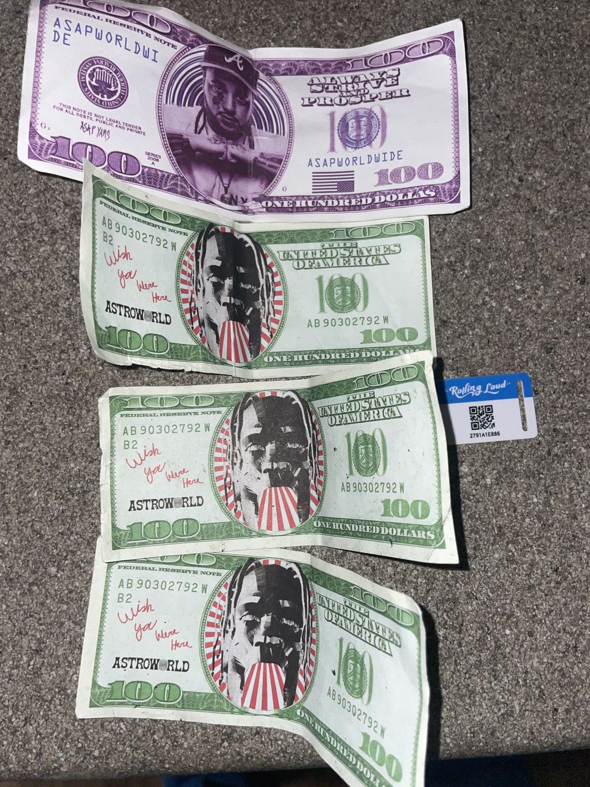 Travis Scott Travis Scott Astroworld Asap Yams $100 bills Size ONE SIZE - 3 Thumbnail
