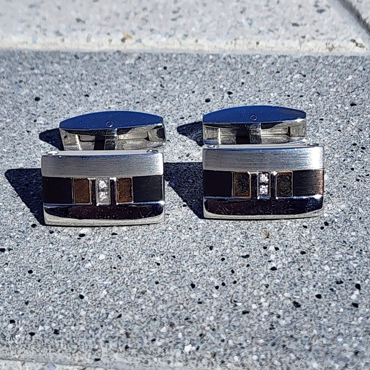 Designer Vintage Diamond Stainless Steel Titanium 18k Gold Cufflinks Size ONE SIZE - 2 Thumbnail