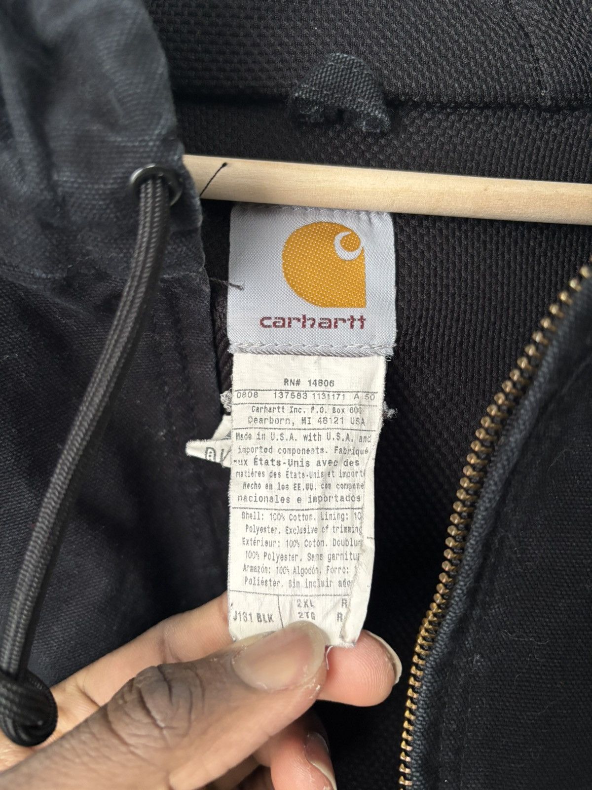 Carhartt Vintage Carhartt Black Hooded Jacket Size US XXL / EU 58 / 5 - 4 Thumbnail