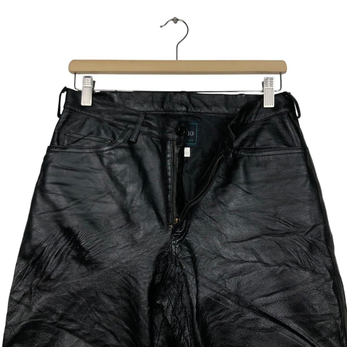 Genuine Leather × Japanese Brand × Vintage 🔥VINTAGE BIKER GENUINE LEATHER PANTS VOLCANO ISSEY MIYAKE Size US 30 / EU 46 - 13 Thumbnail