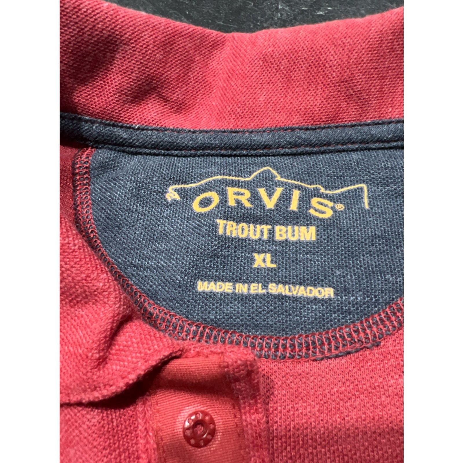 Orvis VINTAGE Orvis Men’s Polo Shirt XL Red Short Sleeve Casual Travel Wicking Snap Polo Size US XL / EU 56 / 4 - 7 Thumbnail