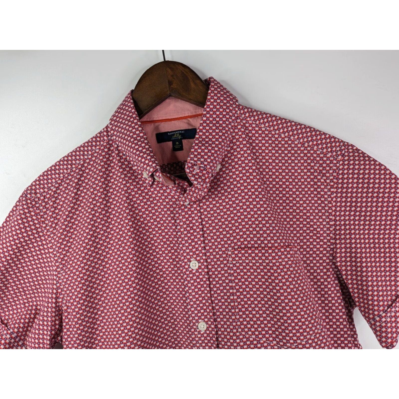 Banana Republic VINTAGE Banana Republic Milly Collection Short Sleeve Button Down Shirt Red Small No Size US S / EU 44-46 / 1 - 2 Thumbnail