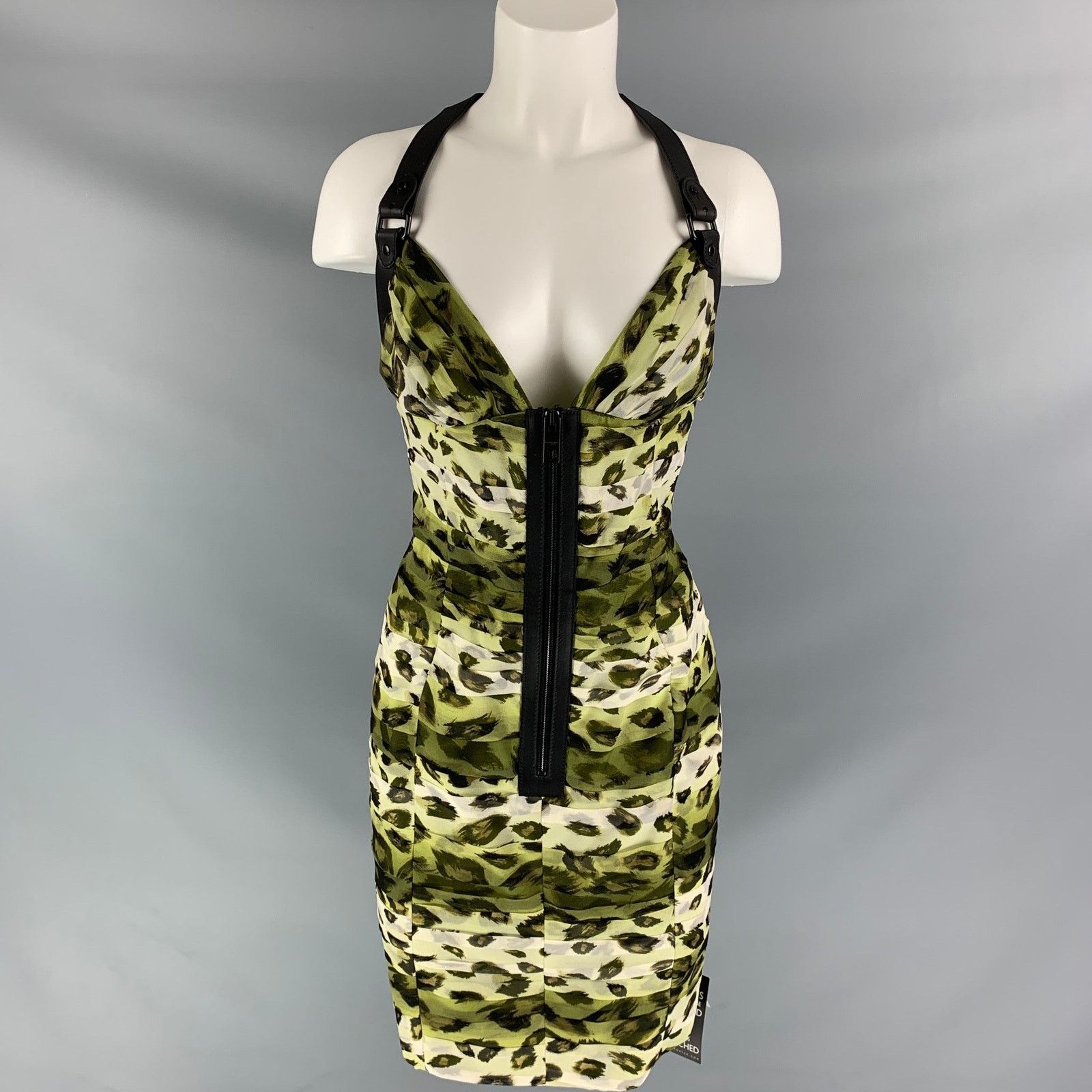 Burberry Prorsum BURBERRY PRORSUM 10 Camouflage Leather Knee-Length Dress Size L / US 10 / IT 46 - 1 Thumbnail