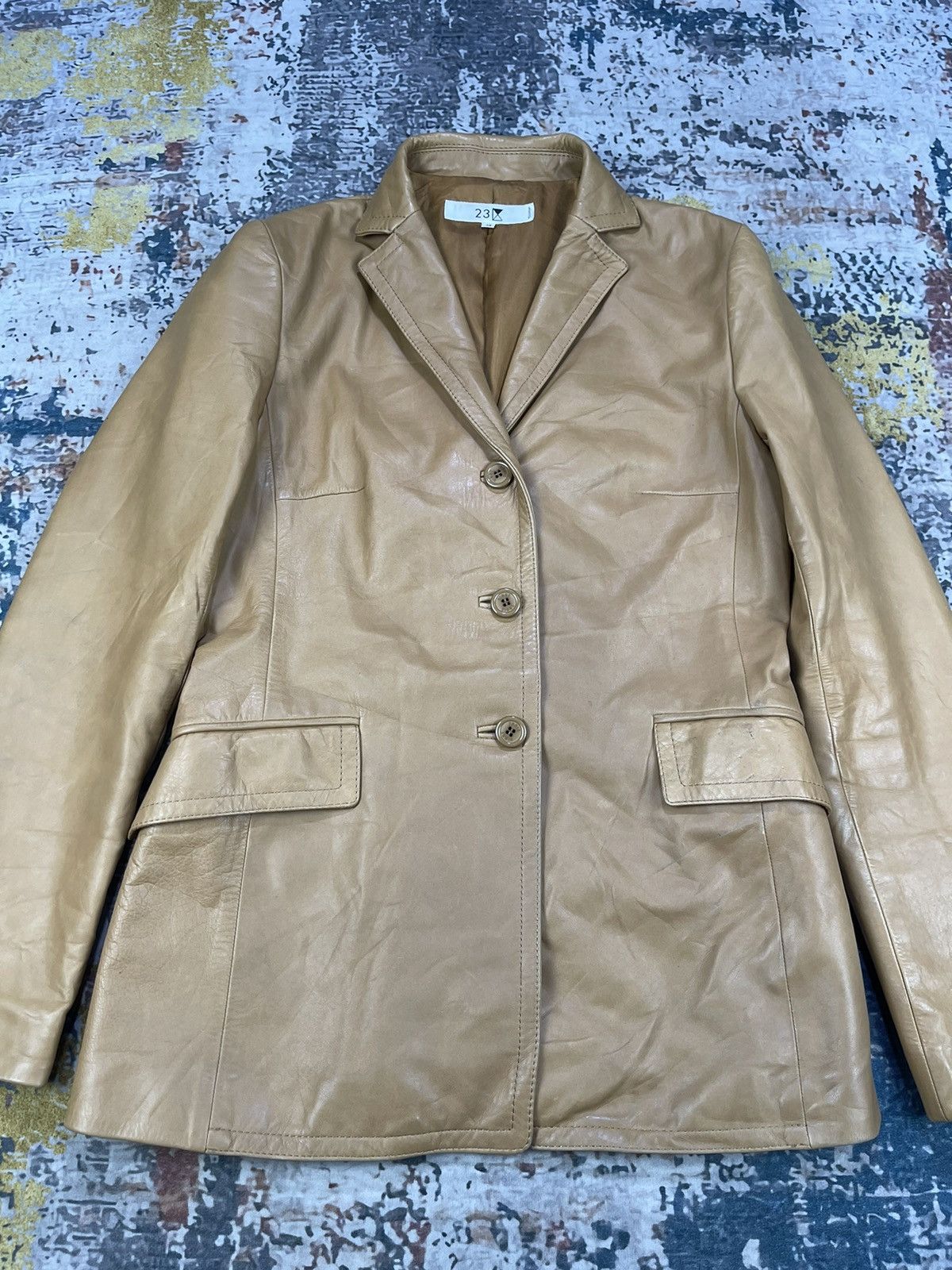 Genuine Leather 23 K Single Breasted Cowhide Leather Blazer Size XS / US 0-2 / IT 36-38 - 4 Thumbnail