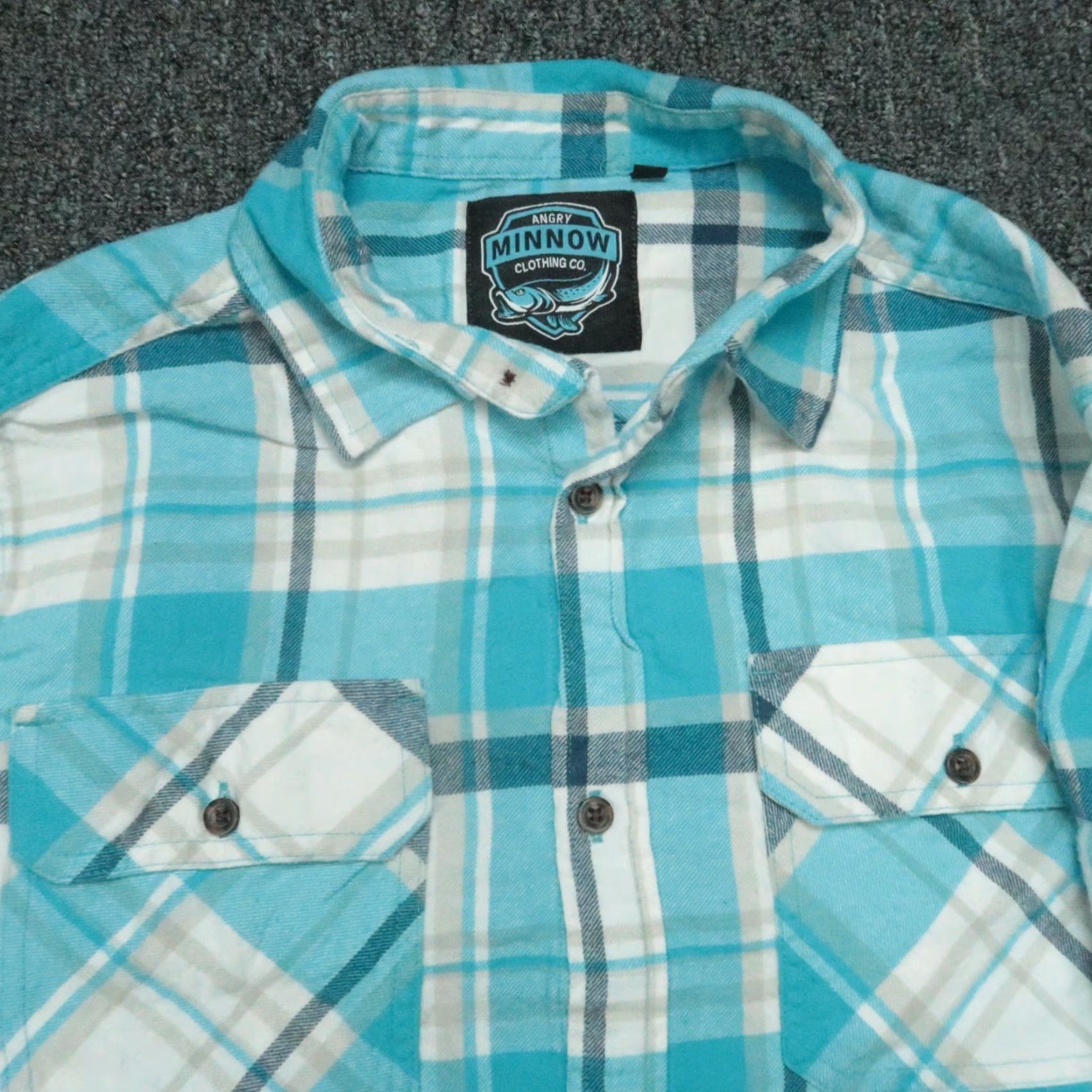 Vintage Angry Minnow Shirt Mens Large Blue Plaid Flannel Button-Up Size US L / EU 52-54 / 3 - 3 Thumbnail