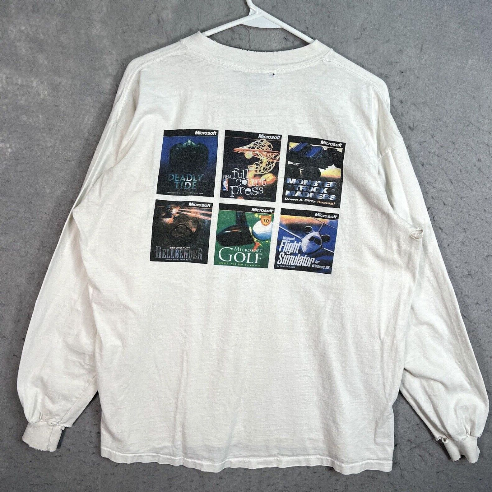 image of Vintage 90's Microsoft Knows Games Computer T Shirt Adult XL White Mens