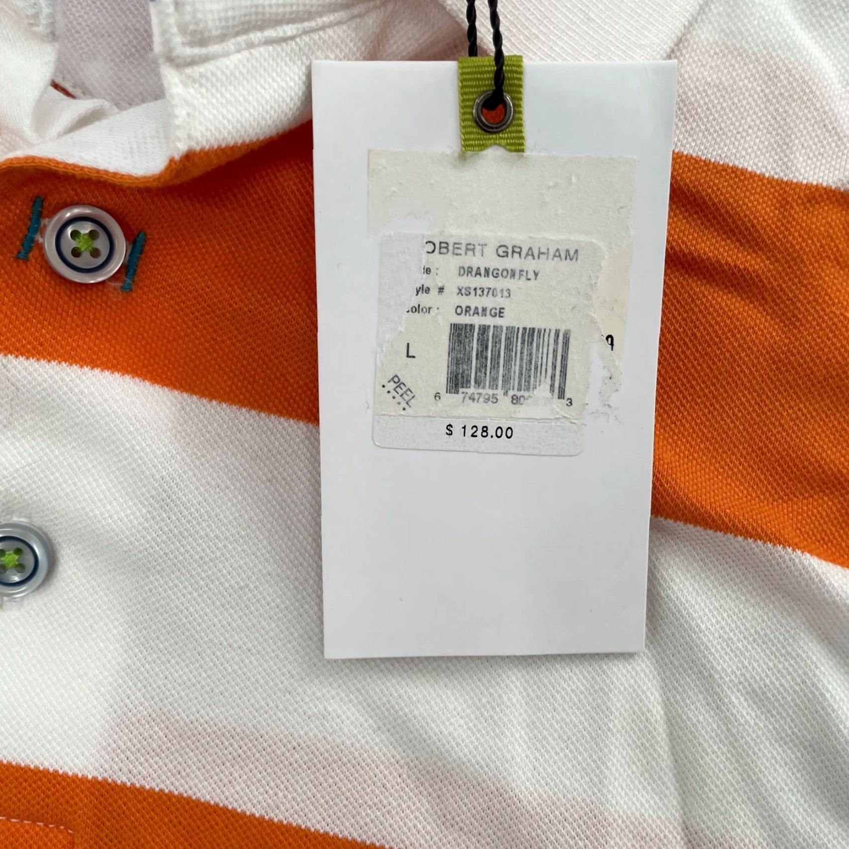 Robert Graham VINTAGE Robert Graham Polo Shirt Mens Large Orange Striped Dragonfly Logo Casual Men's L Size US L / EU 52-54 / 3 - 7 Thumbnail